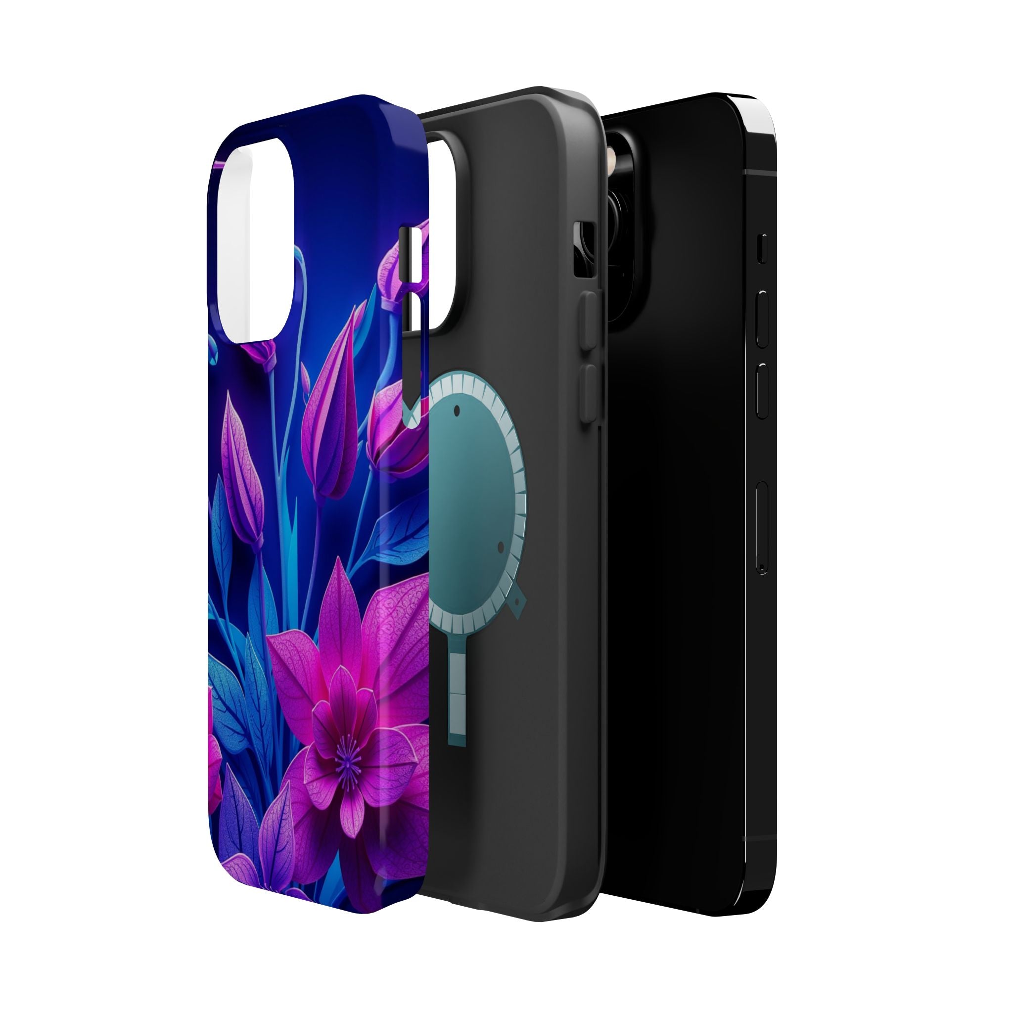 iPhone Neon Floral Paper Cut Art Bold Modern Everyday Snap Case · iPhone Case