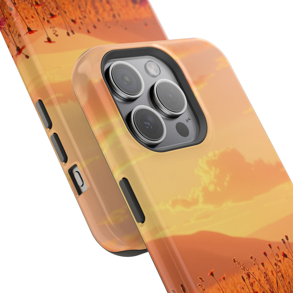 iPhone Sunset Amber And Peach Wildflower Field Soft iPhone Finish · iPhone Case