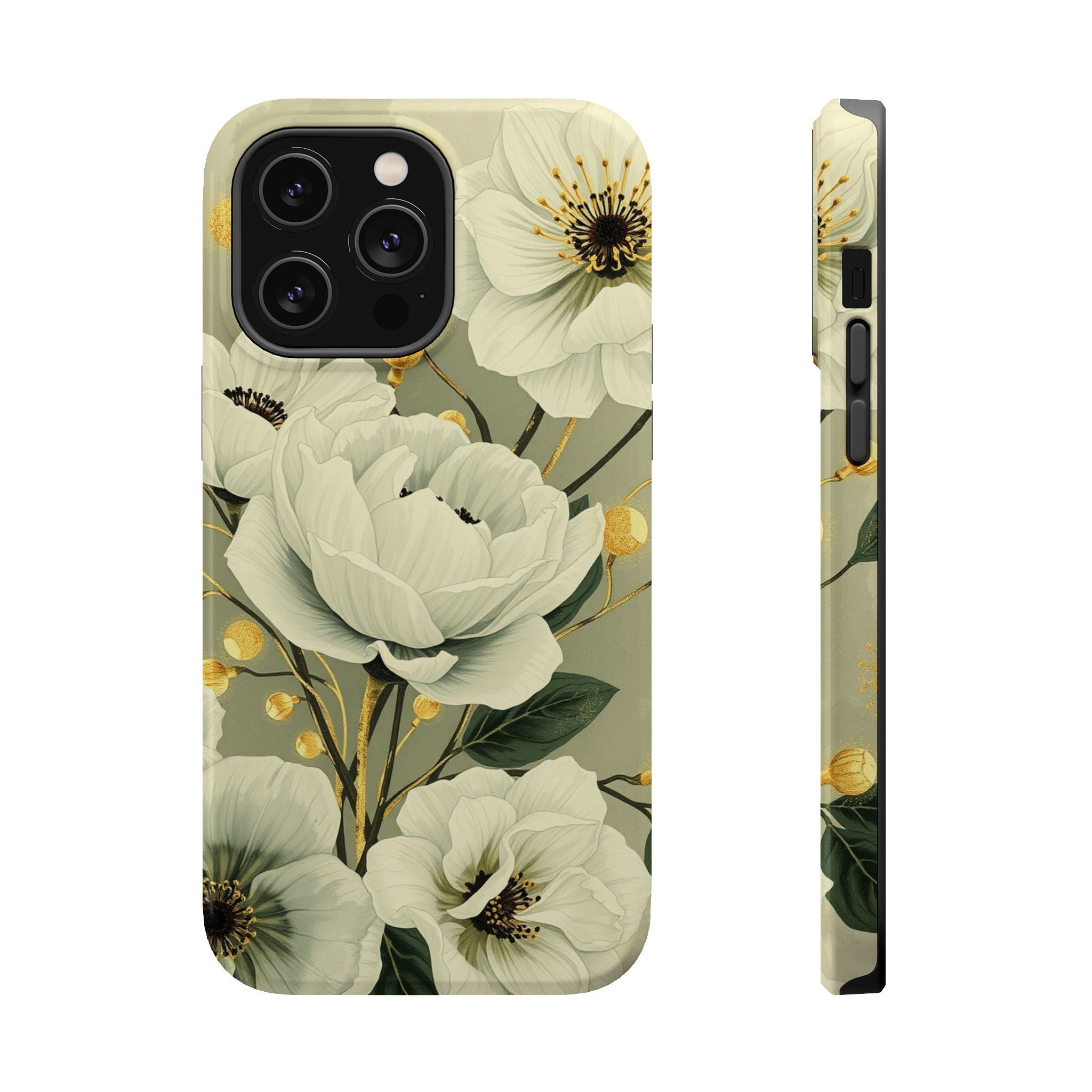iPhone Sage And Ivory Floral Ink Wash Slim Everyday iPhone 14 Designer · iPhone