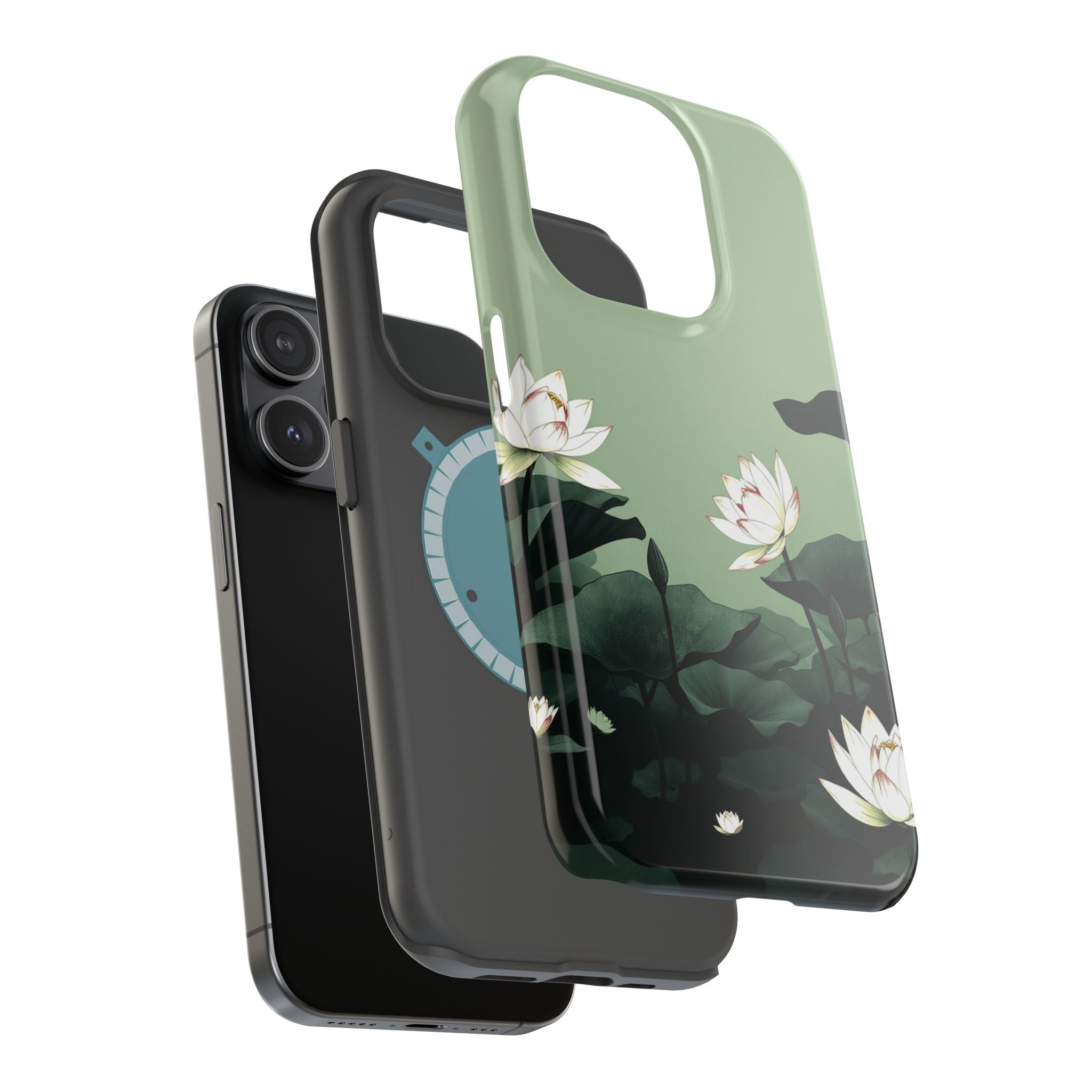 iPhone Sage And Ivory Lotus Pond Bold Modern Everyday Snap Case · iPhone Case