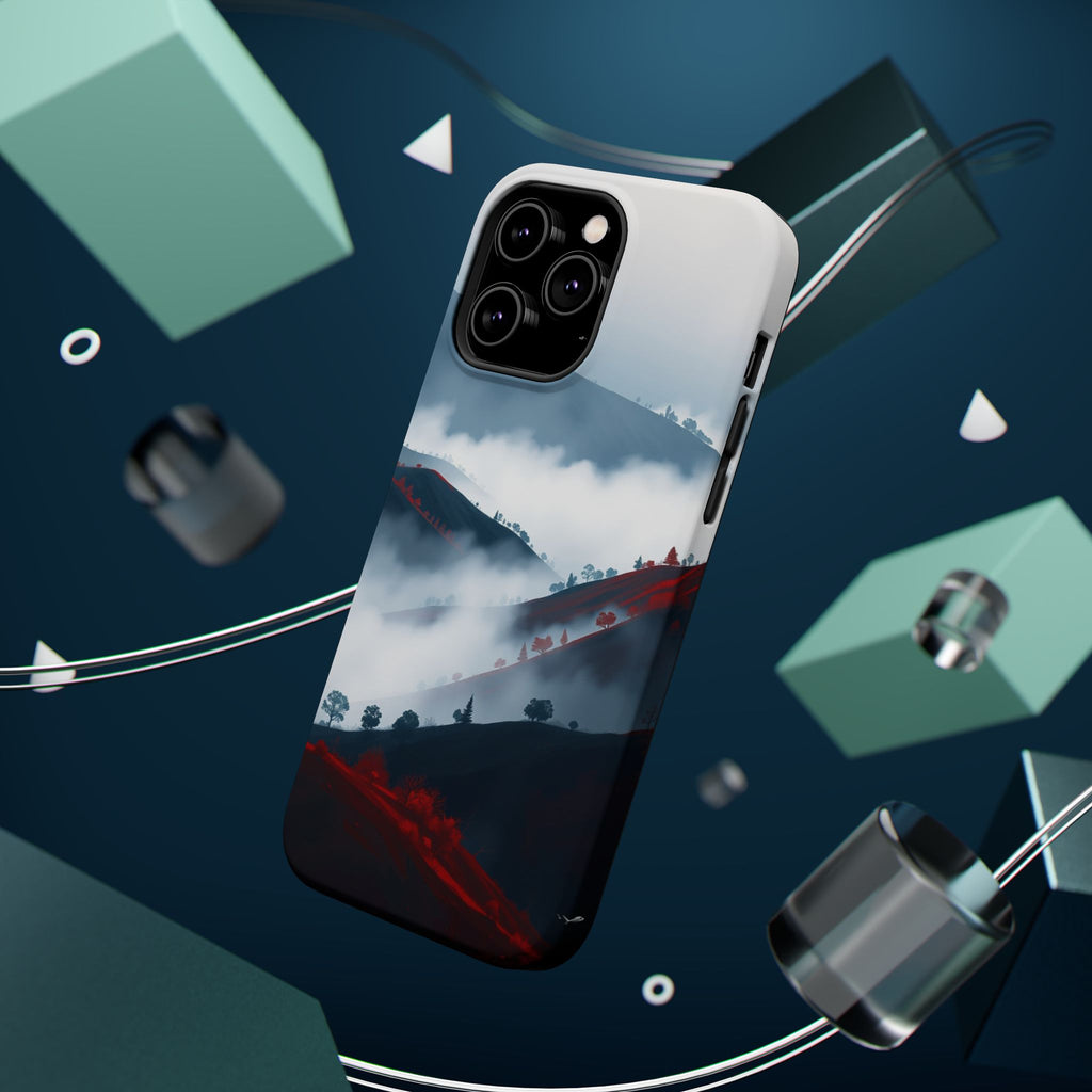iPhone Black And Crimson Fog Rolling Over Hills Soft iPhone Finish · iPhone Case