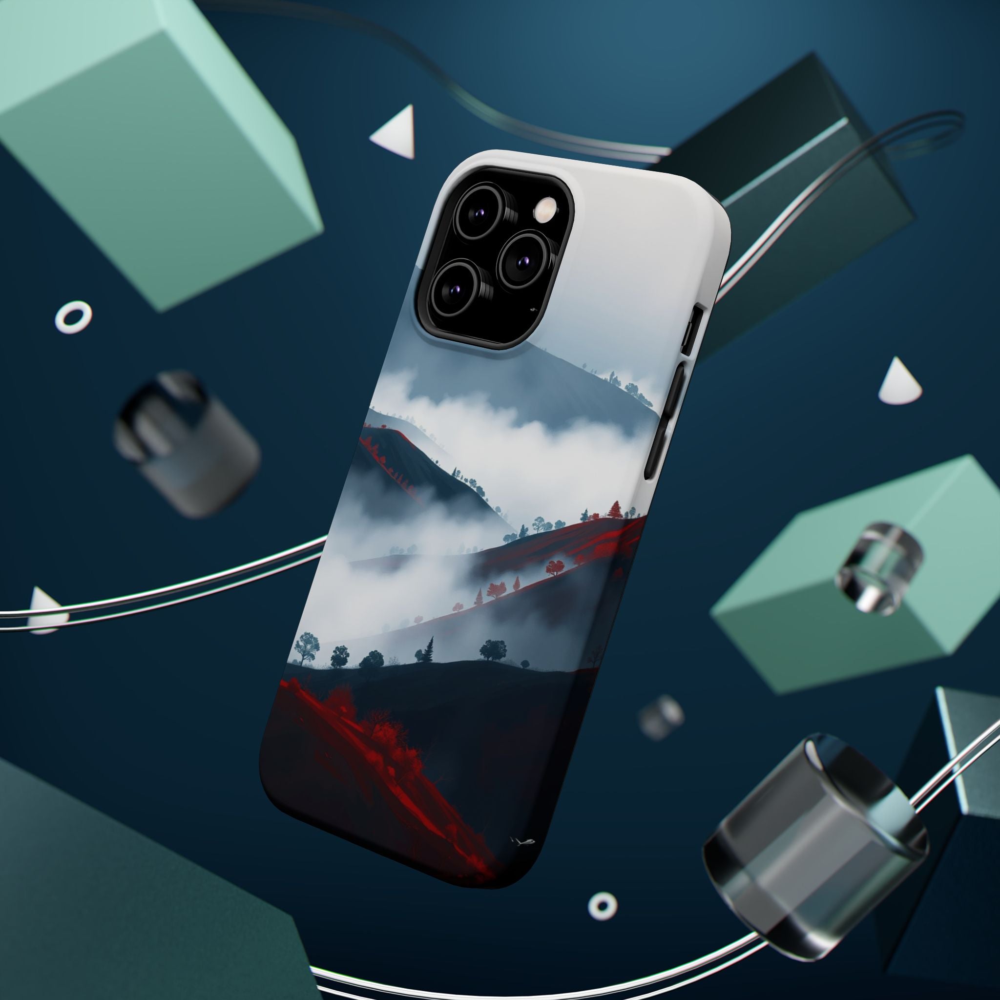 iPhone Black And Crimson Fog Rolling Over Hills Soft iPhone Finish · iPhone Case