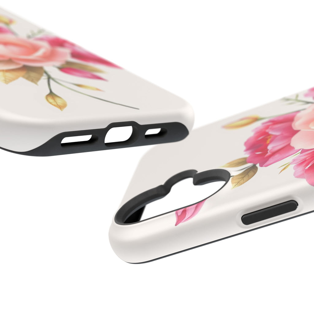 iPhone Rose Pink And Cream Neon Floral Slim Everyday Designer Case · iPhone Case