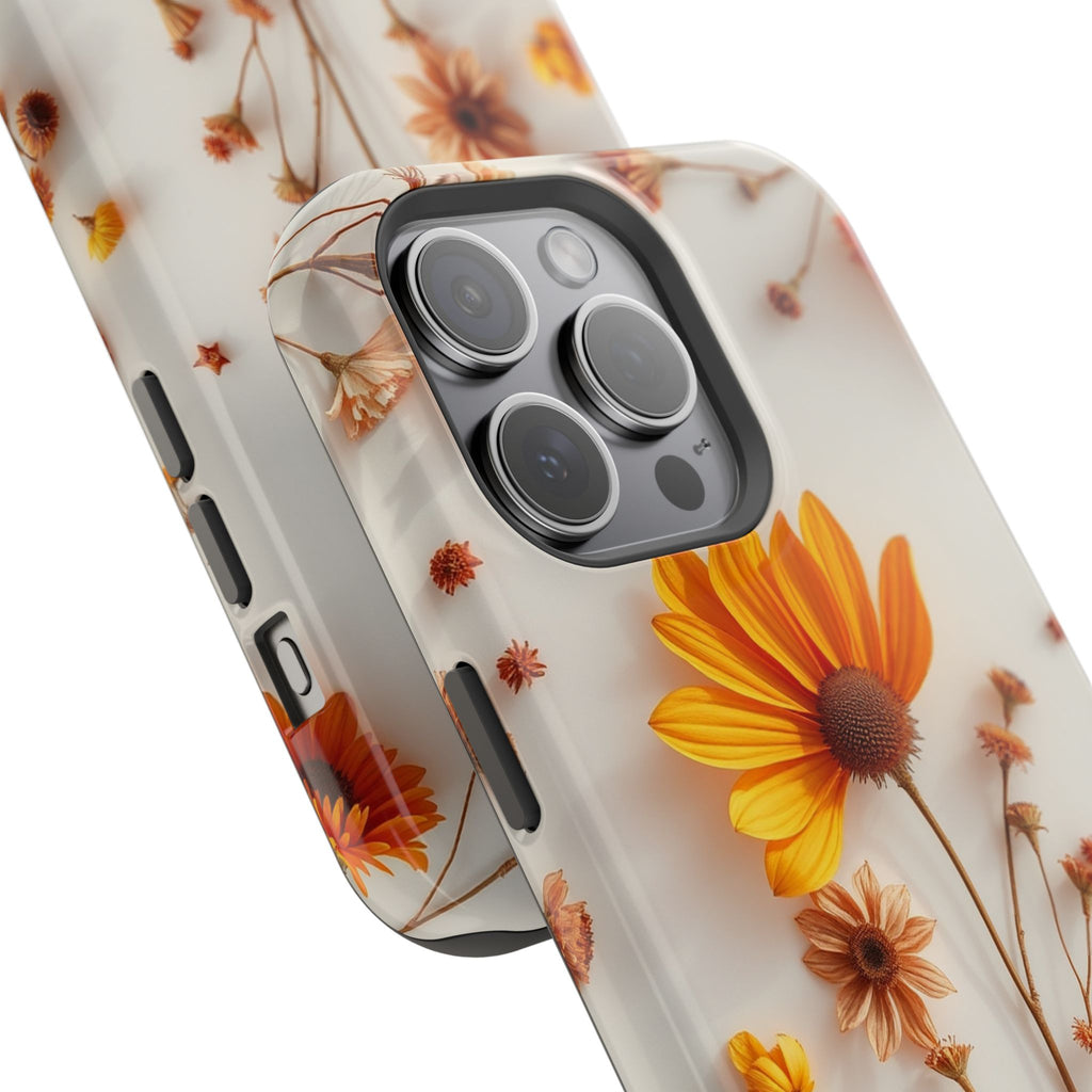 iPhone Mustard And Rust Dried Flower Flat Lay Carry Case Slim Snap Case · iPhone
