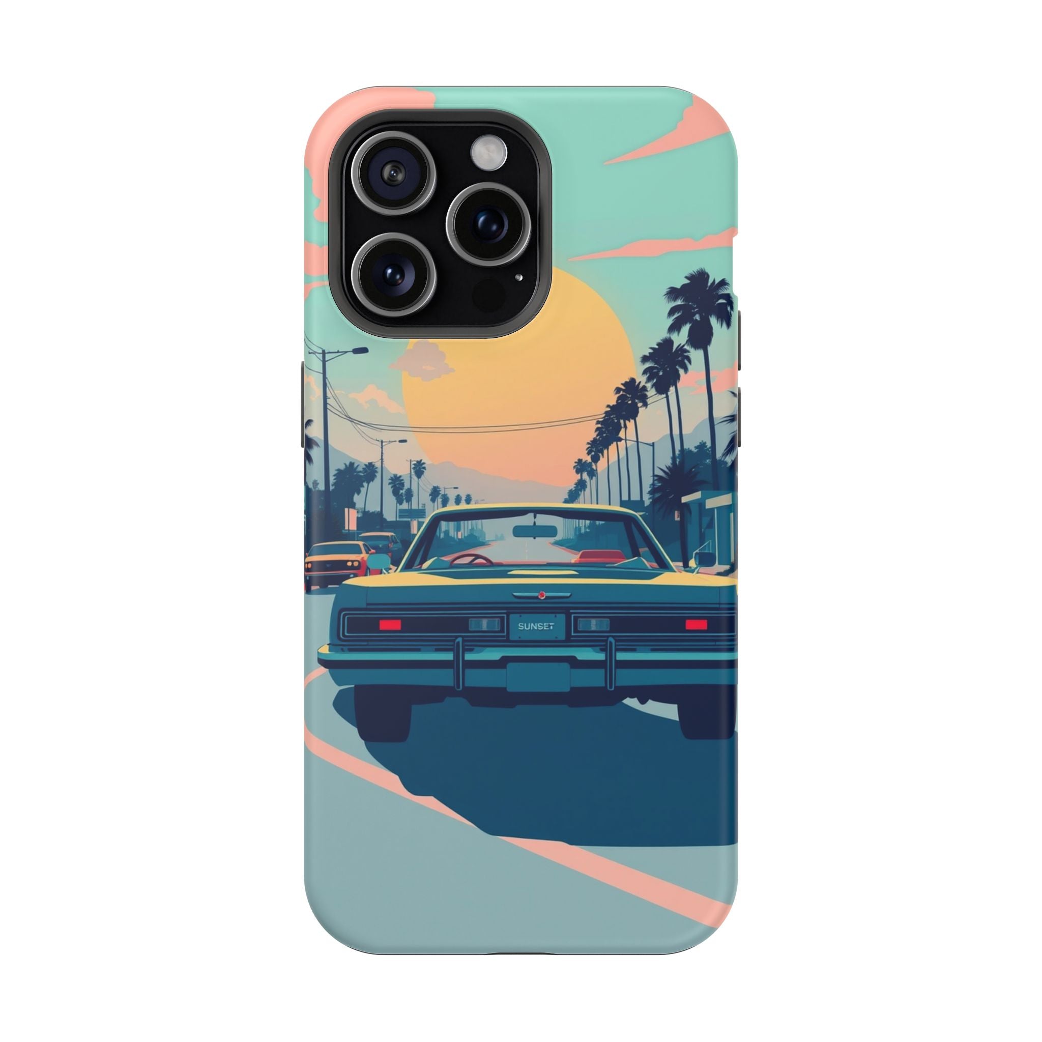 iPhone Sunset Drive 80s Pop Art Bold Slim Everyday Designer Case · iPhone Case