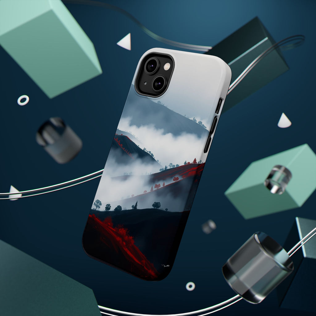 iPhone Black And Crimson Fog Rolling Over Hills Soft iPhone Finish · iPhone Case