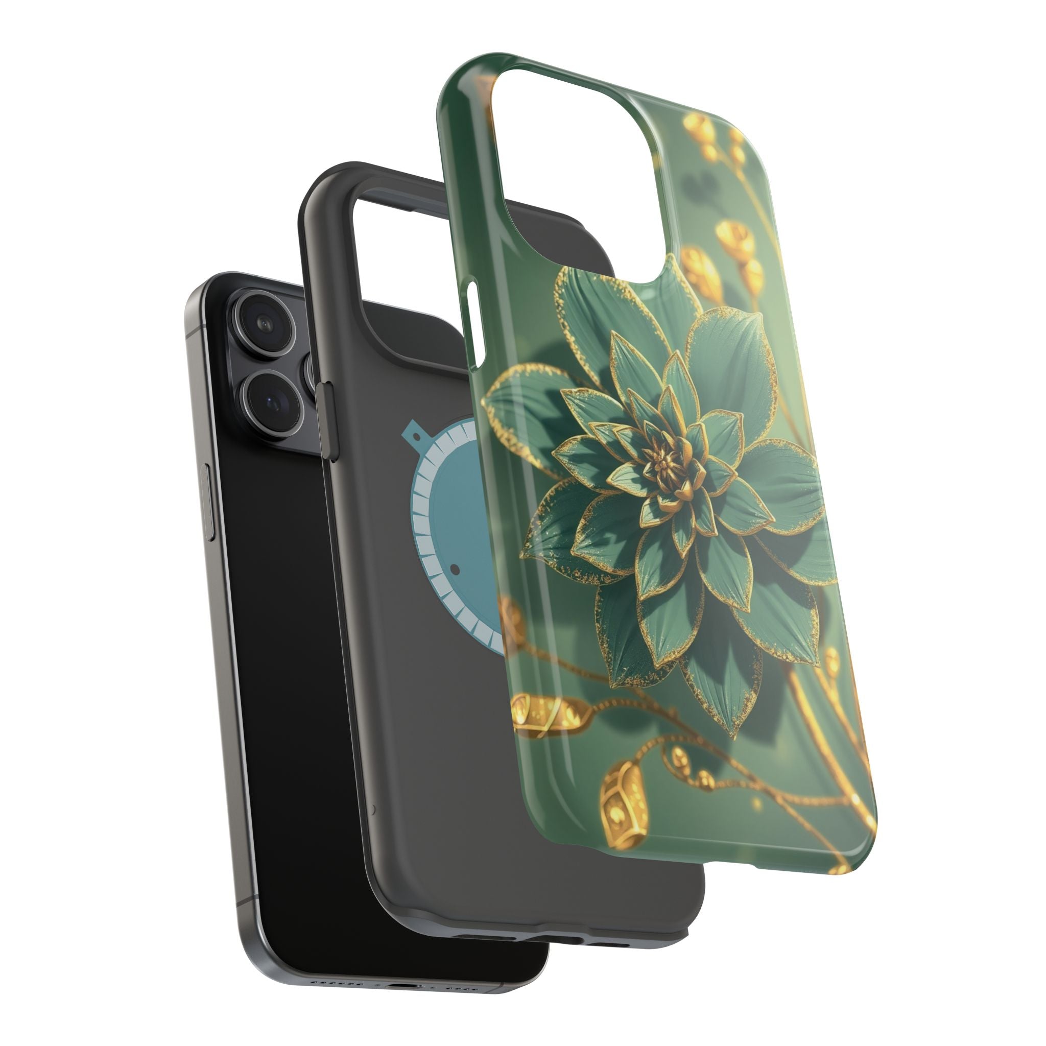iPhone Floral Gold Foil Pixel Art -Bit Slim Everyday Designer Case · iPhone Case