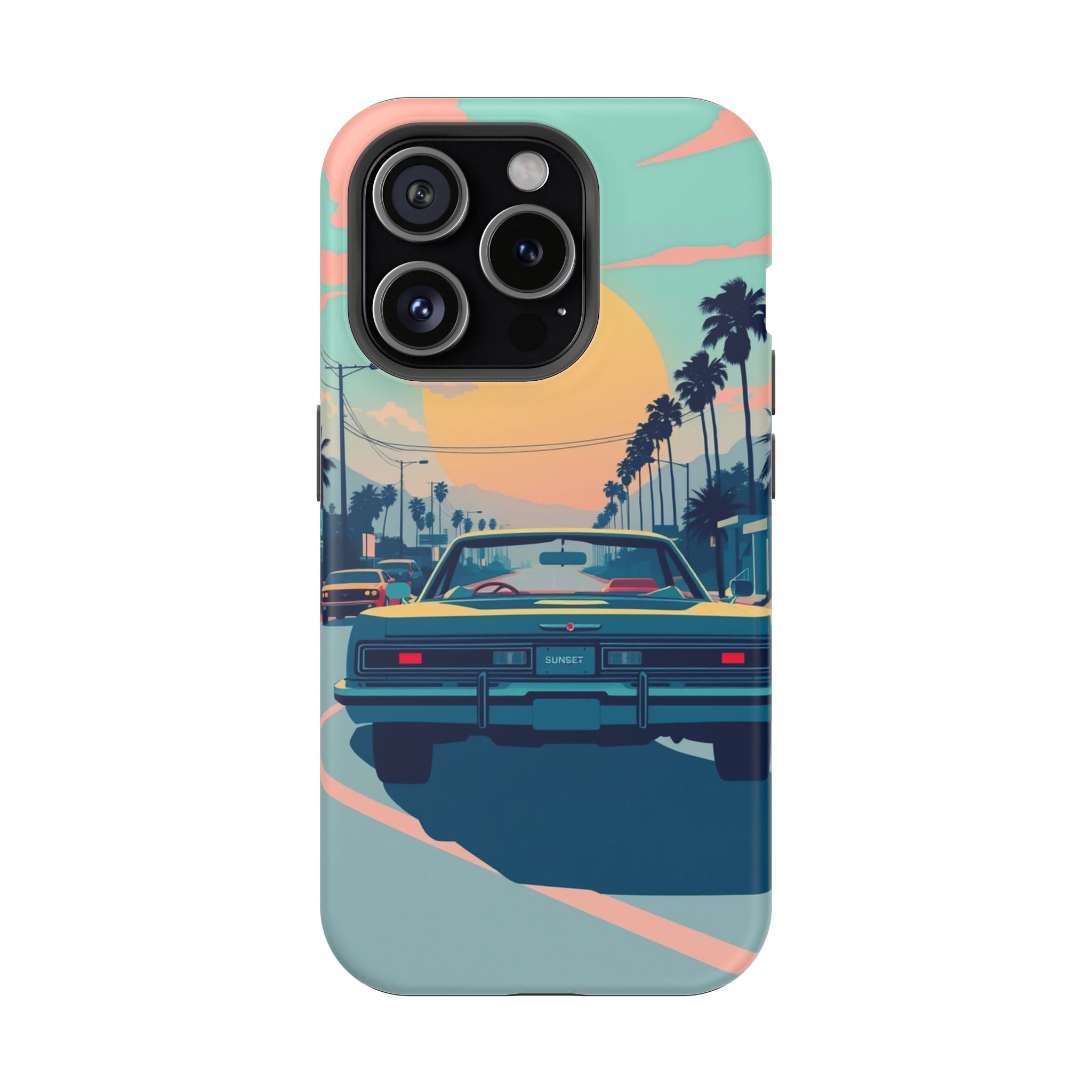 iPhone Sunset Drive 80s Pop Art Bold Slim Everyday Designer Case · iPhone Case