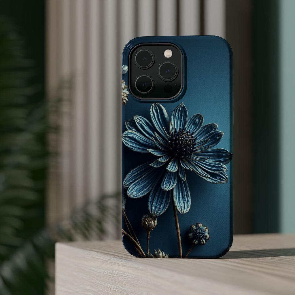 iPhone Midnight Blue And Silver Dried Flower Flat Lay iPhone 15 · iPhone Case