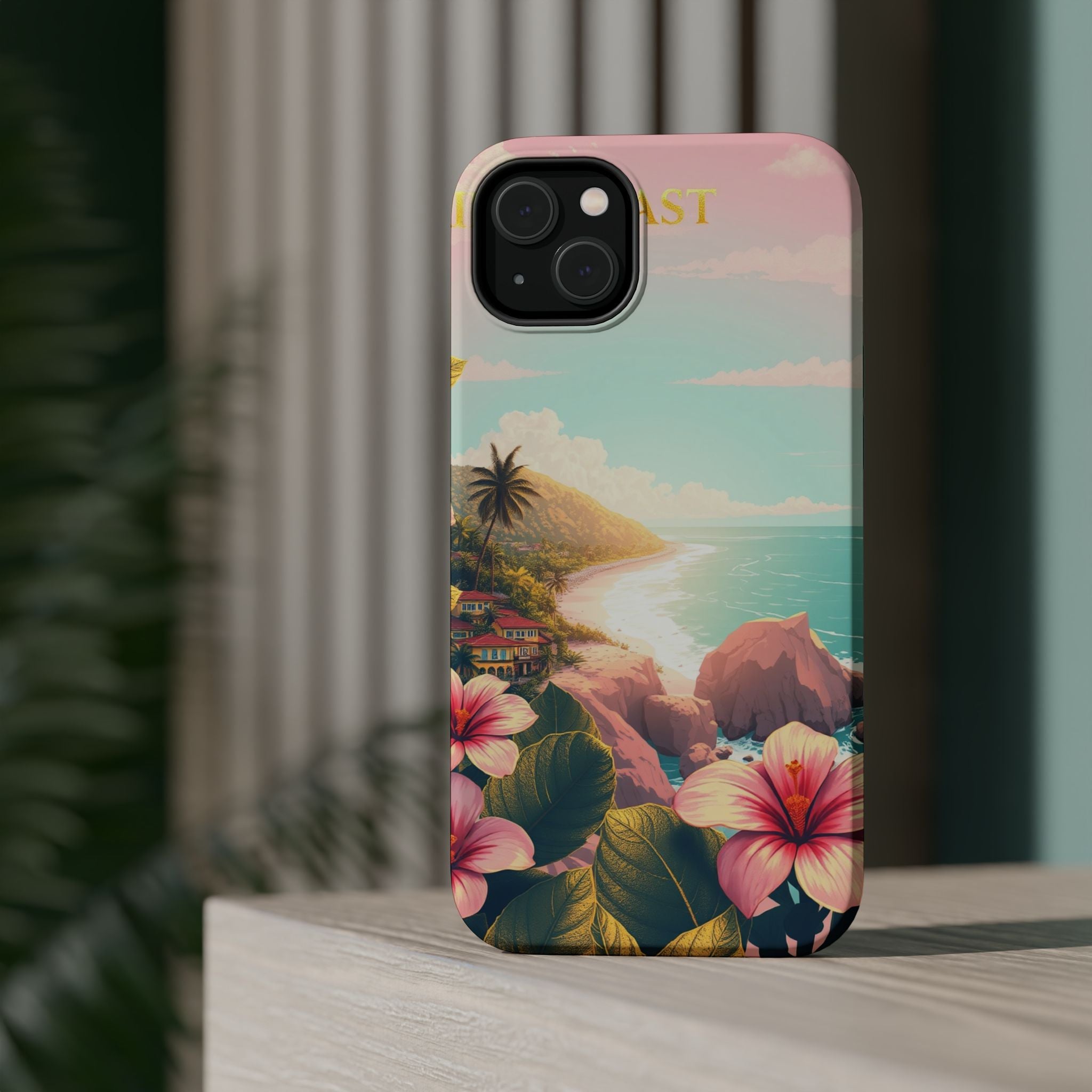 iPhone Mint And Blush Hibiscus Coast Slim Everyday iPhone 14 Designer · iPhone C