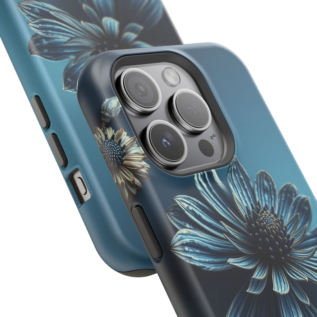 iPhone Midnight Blue And Silver Dried Flower Flat Lay iPhone 15 · iPhone Case