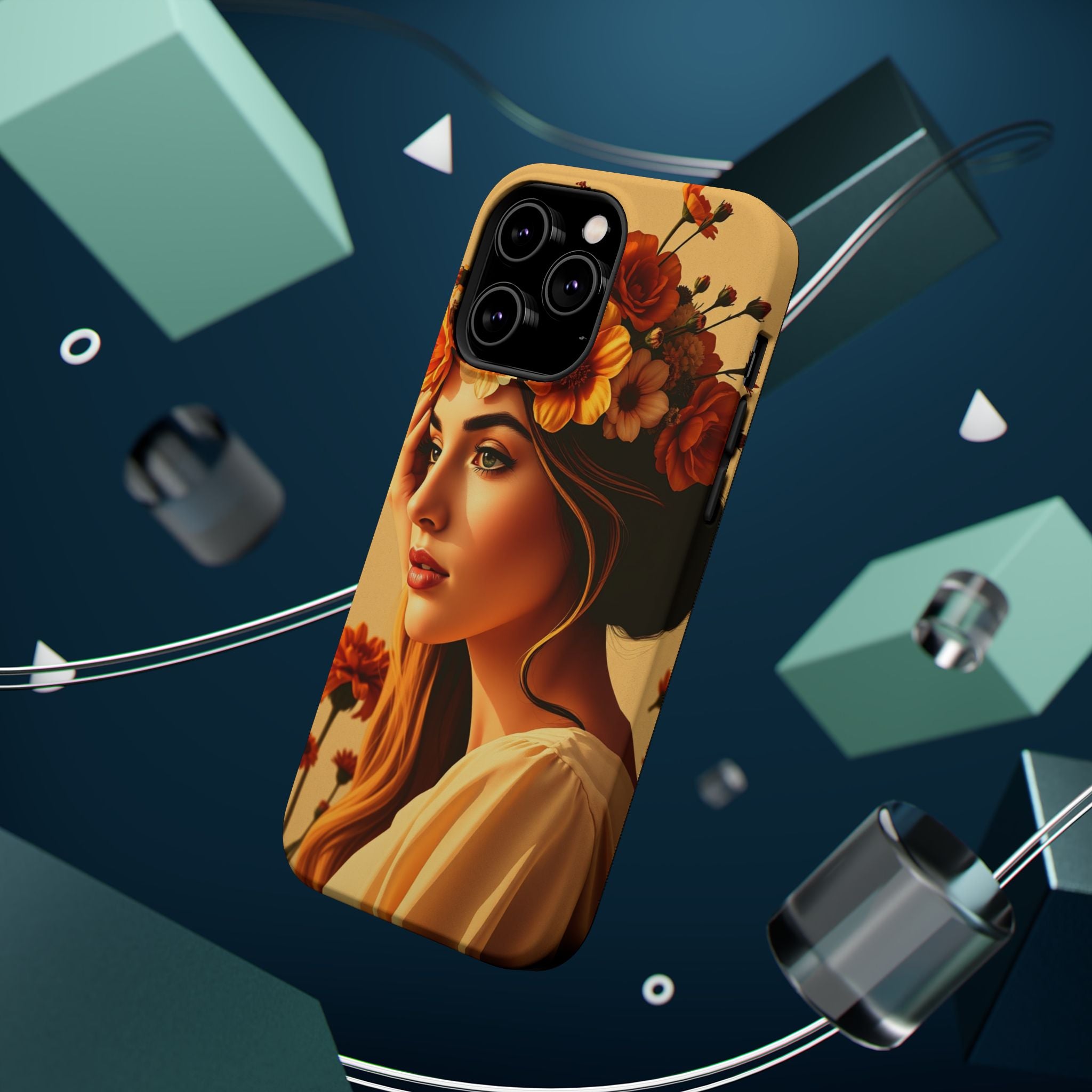 iPhone Mustard And Rust Floral Crown Slim Everyday Designer Case · iPhone Case