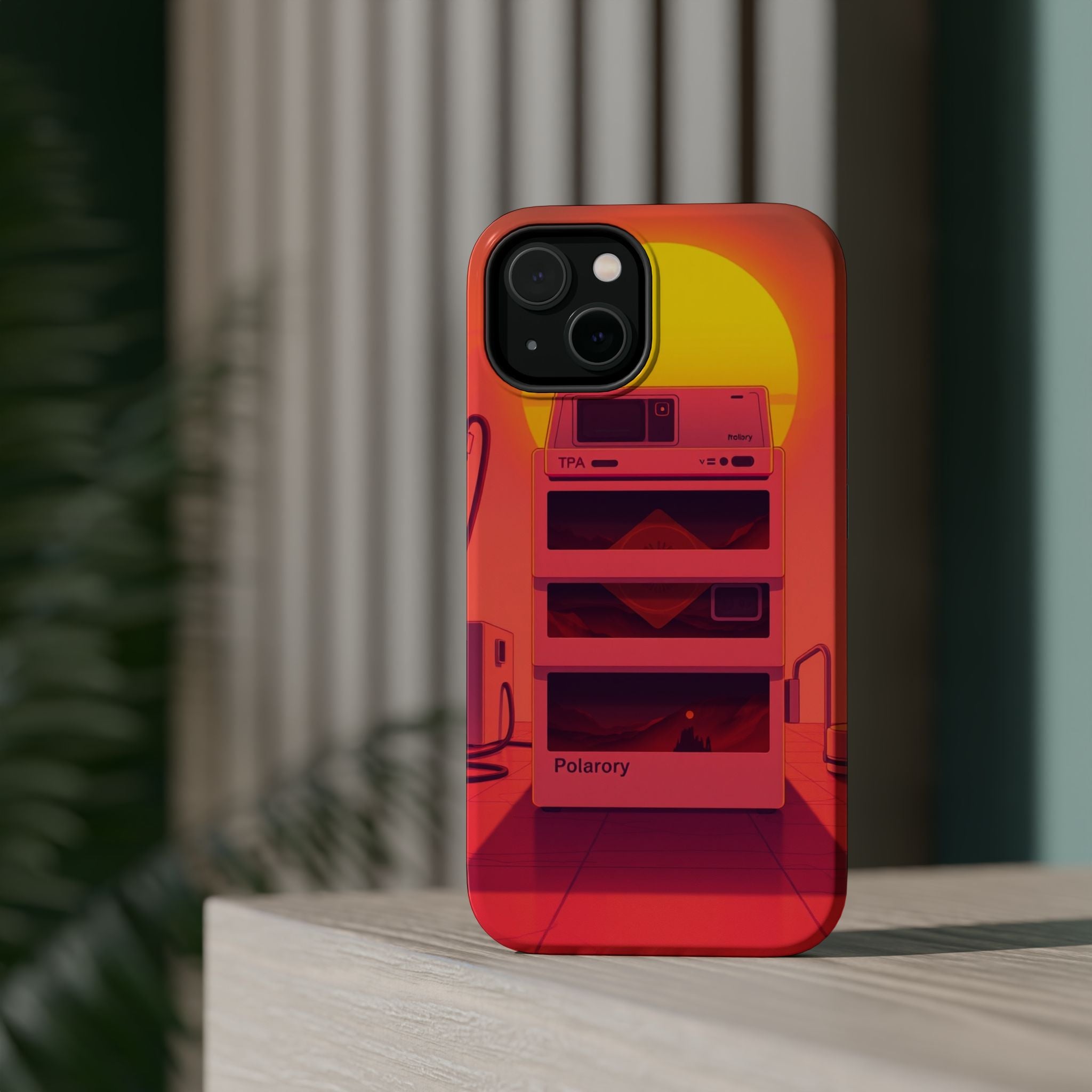iPhone Polaroid Stack Memory Neon Cyberpunk Slim Everyday Designer Case · iPhone