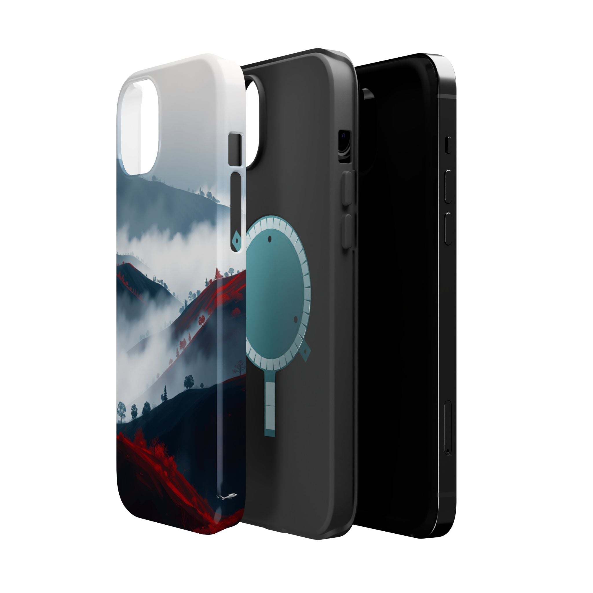 iPhone Black And Crimson Fog Rolling Over Hills Soft iPhone Finish · iPhone Case