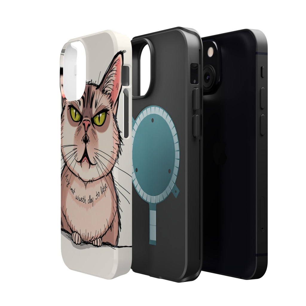 iPhone Sarcastic Cat Verdict Hand-Drawn Sketch Soft Finish Everyday Case · iPhon
