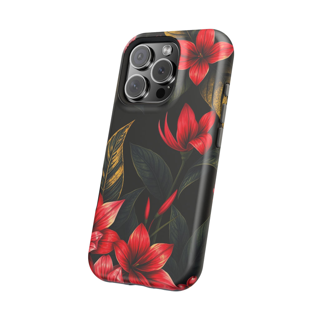 iPhone Black And Crimson Jungle Floral Slim Everyday Designer Case · iPhone Case