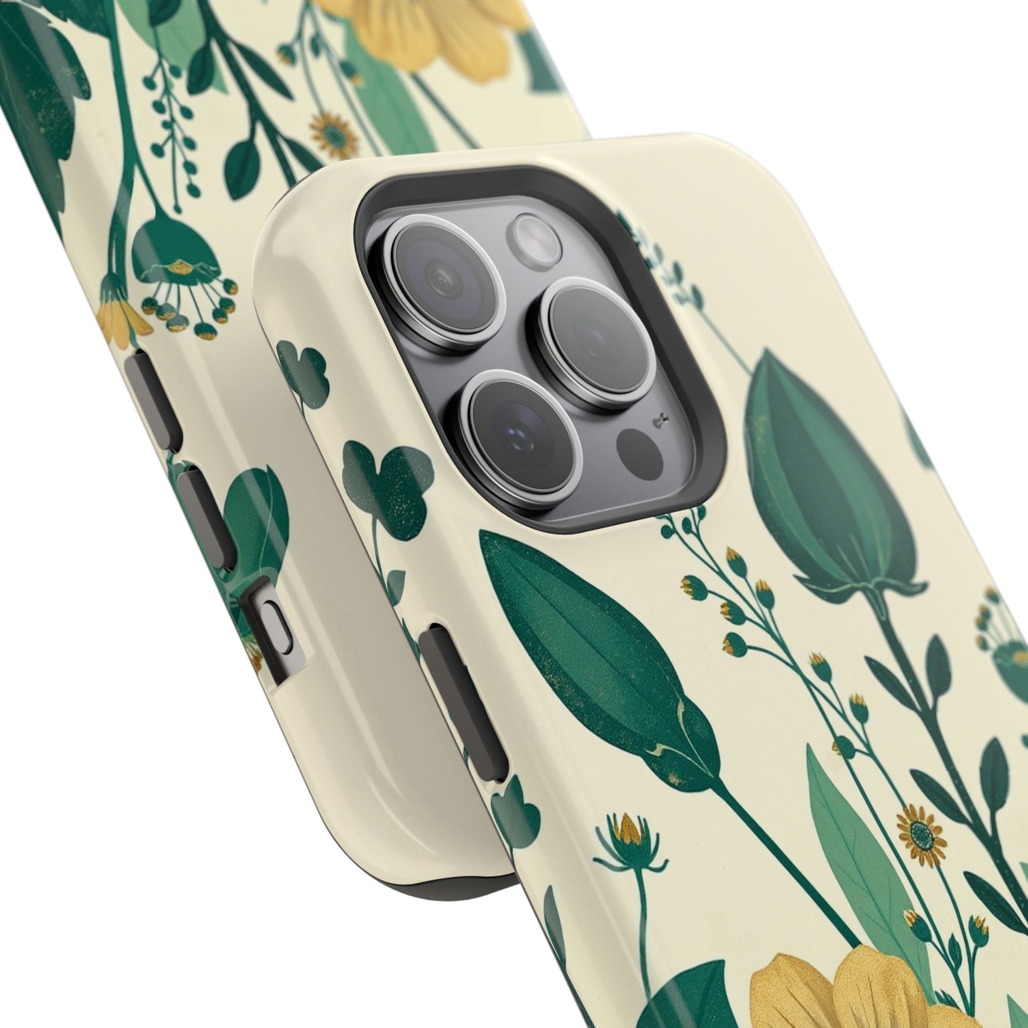 iPhone Emerald Green And Gold Pressed Botanicals Clean iPhone Minimal · iPhone C