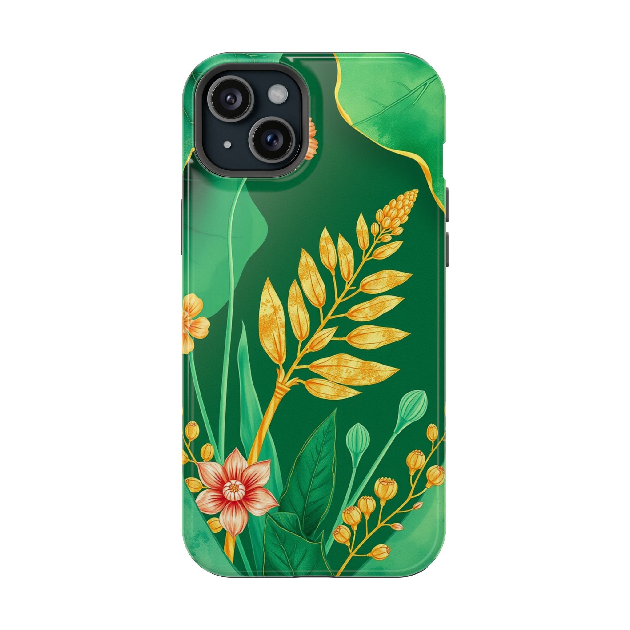 iPhone Emerald Green And Gold Botanical Illustration Ga Slim Snap Case · iPhone