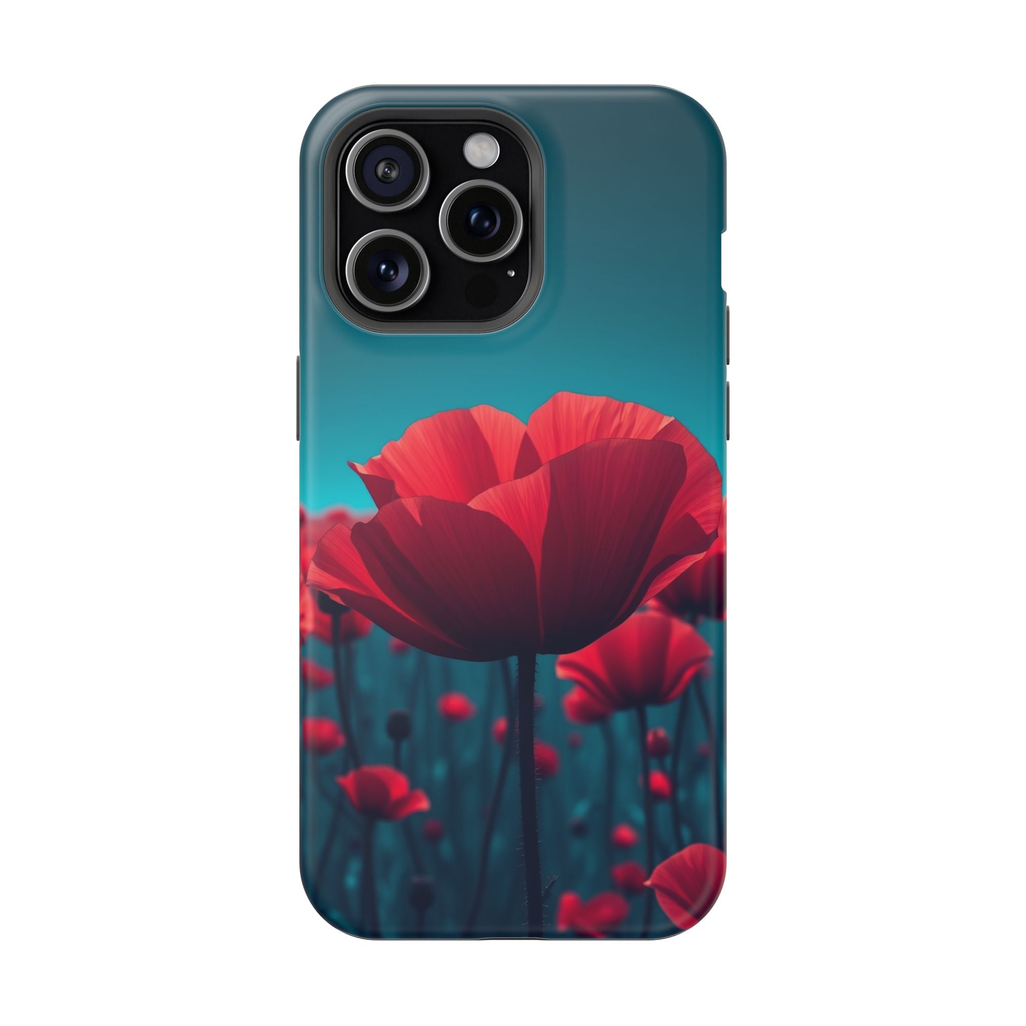 iPhone Teal And Coral Poppy Field Bold Modern Everyday Snap Case · iPhone Case