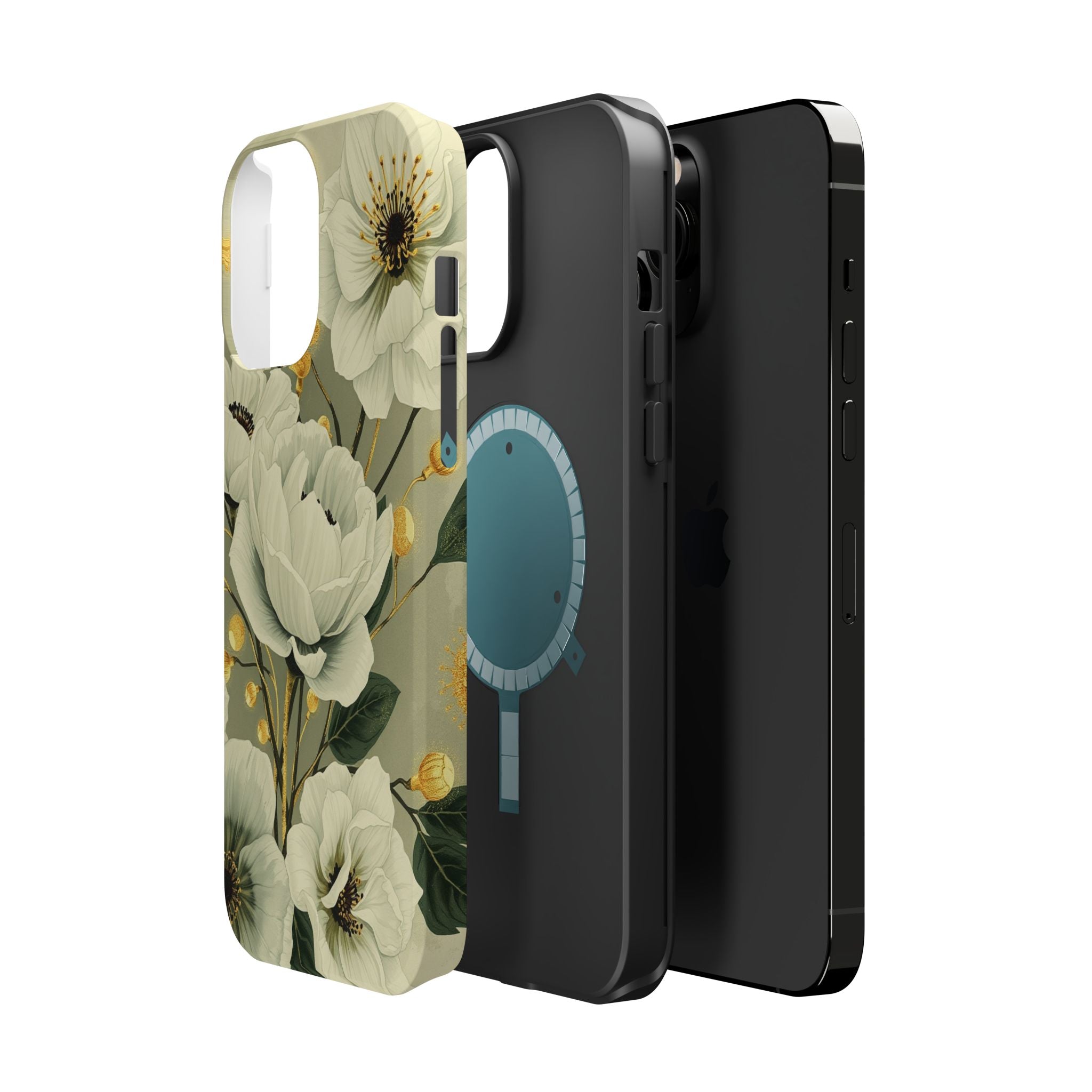 iPhone Sage And Ivory Floral Ink Wash Slim Everyday iPhone 14 Designer · iPhone