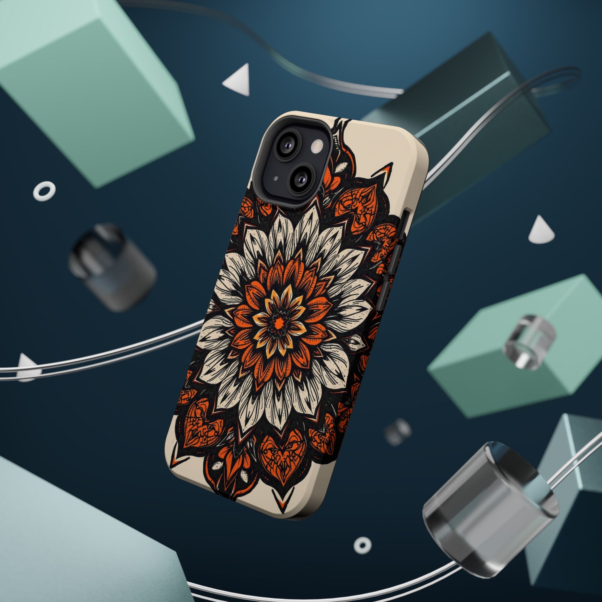 iPhone Burnt Orange And Sand Floral Mandala Slim Snap Cas Carry Case · iPhone Ca