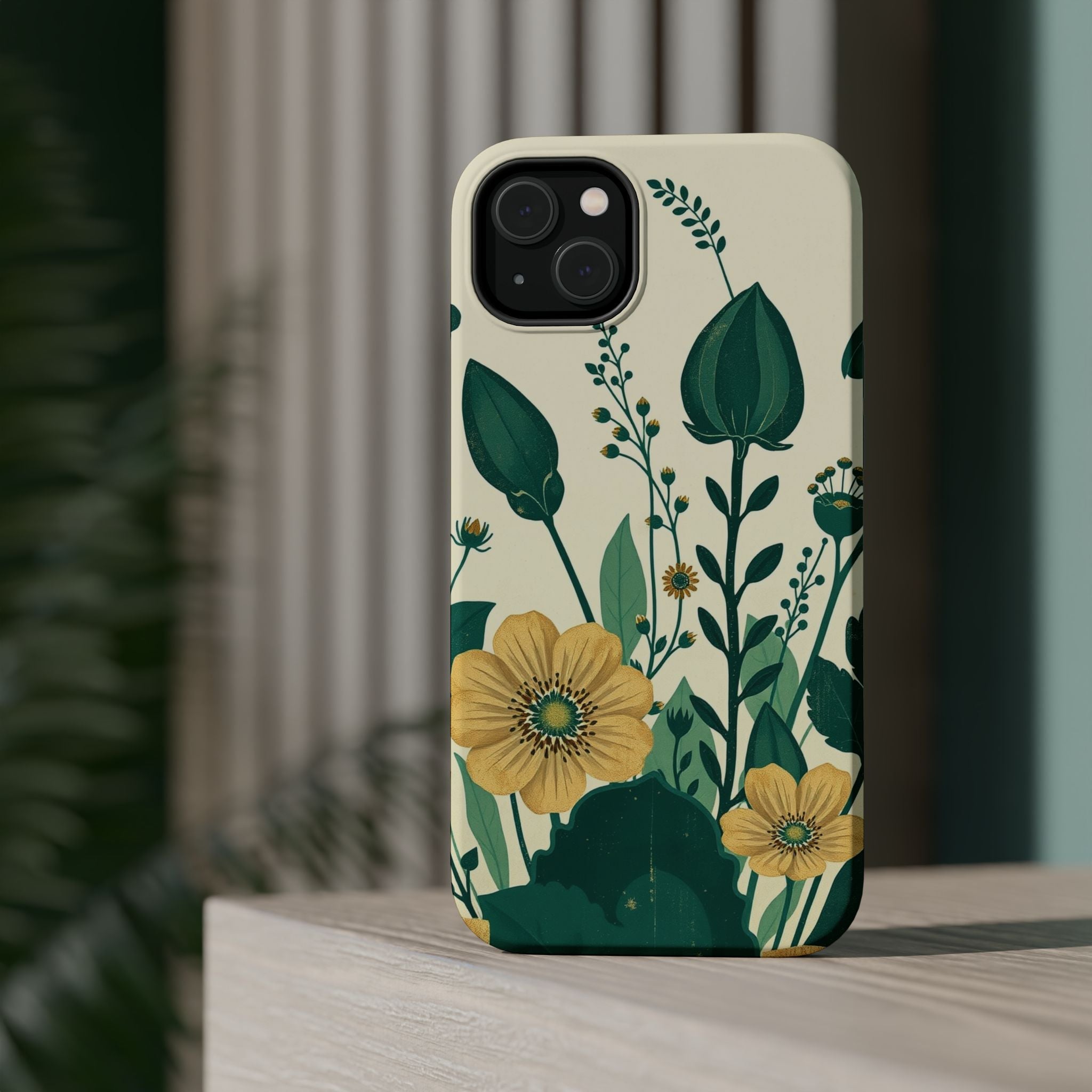 iPhone Emerald Green And Gold Pressed Botanicals Clean iPhone Minimal · iPhone C
