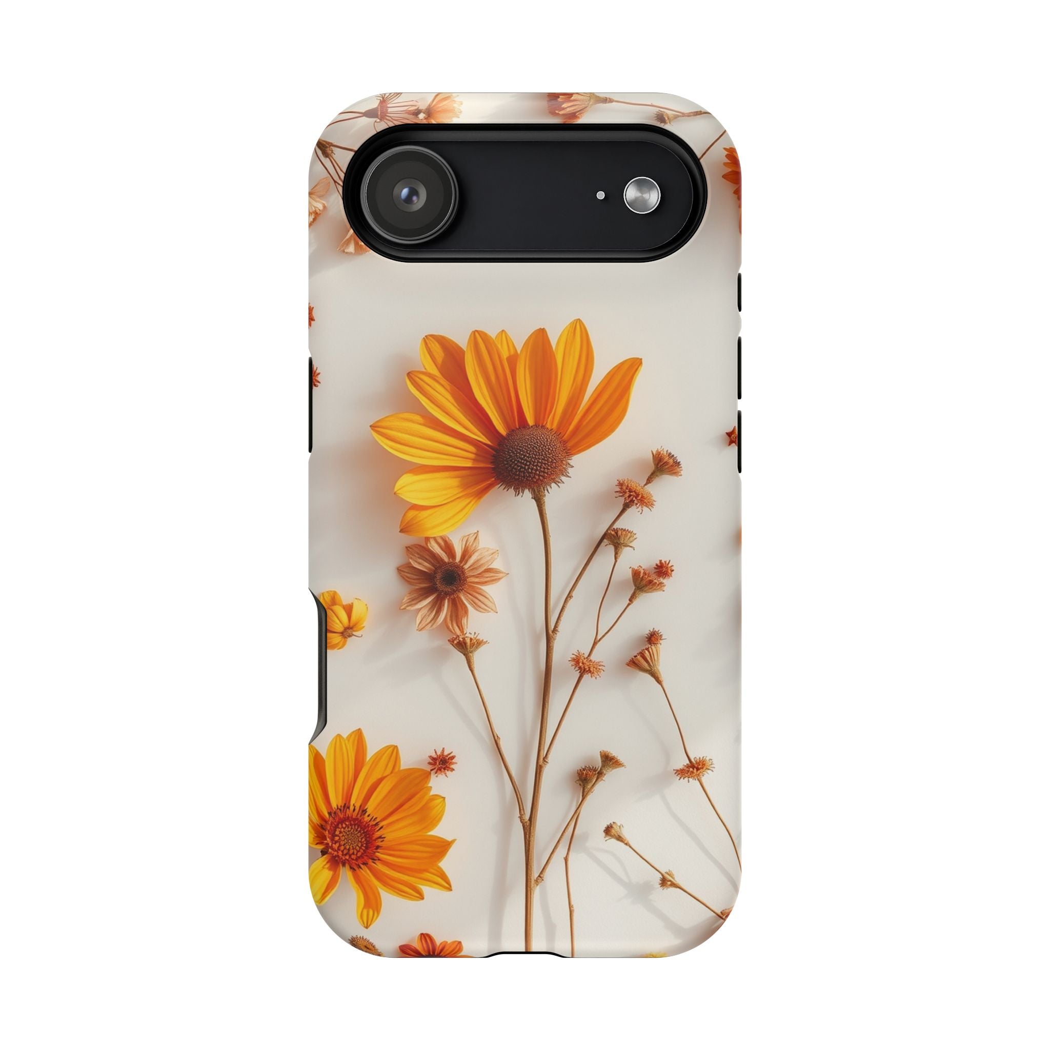 iPhone Mustard And Rust Dried Flower Flat Lay Carry Case Slim Snap Case · iPhone