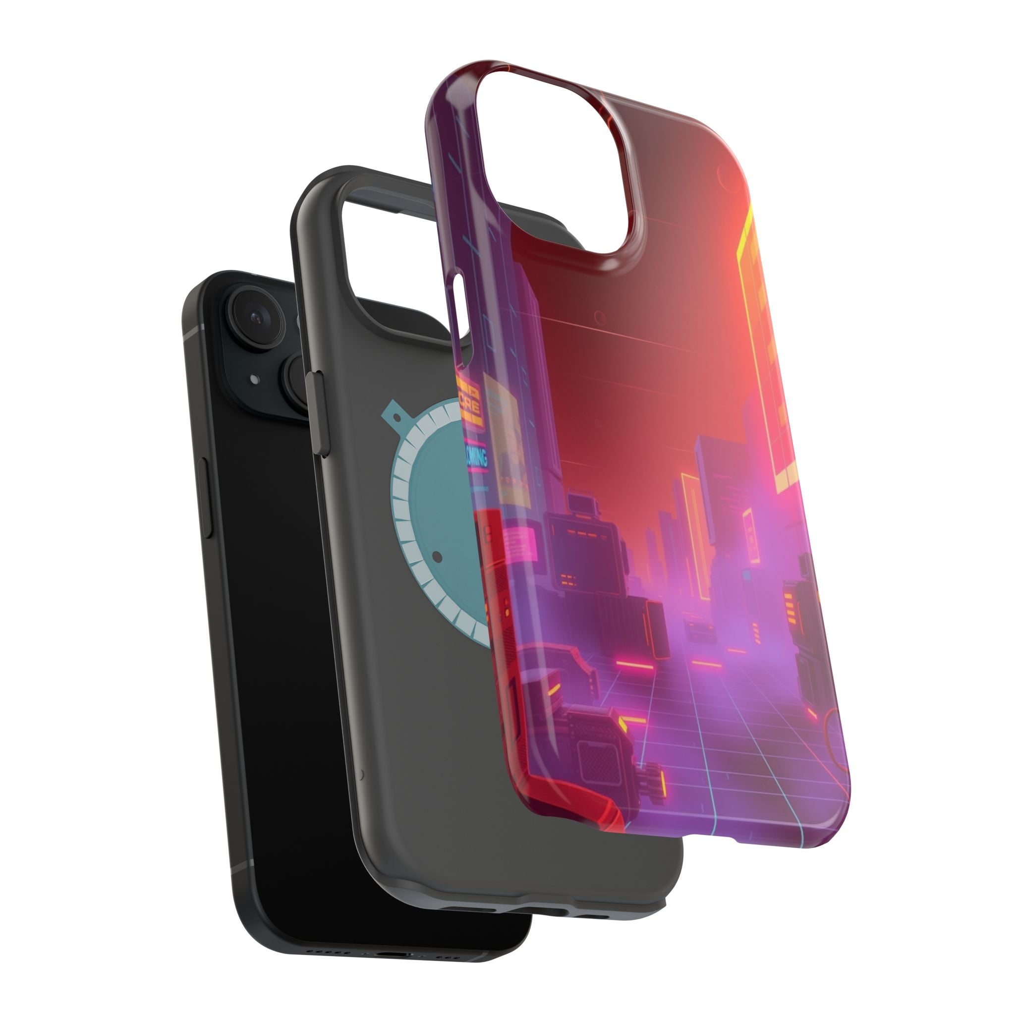 iPhone Dreamy 80s Grid Synthwave Design Slim Everyday Designer Case · iPhone Cas