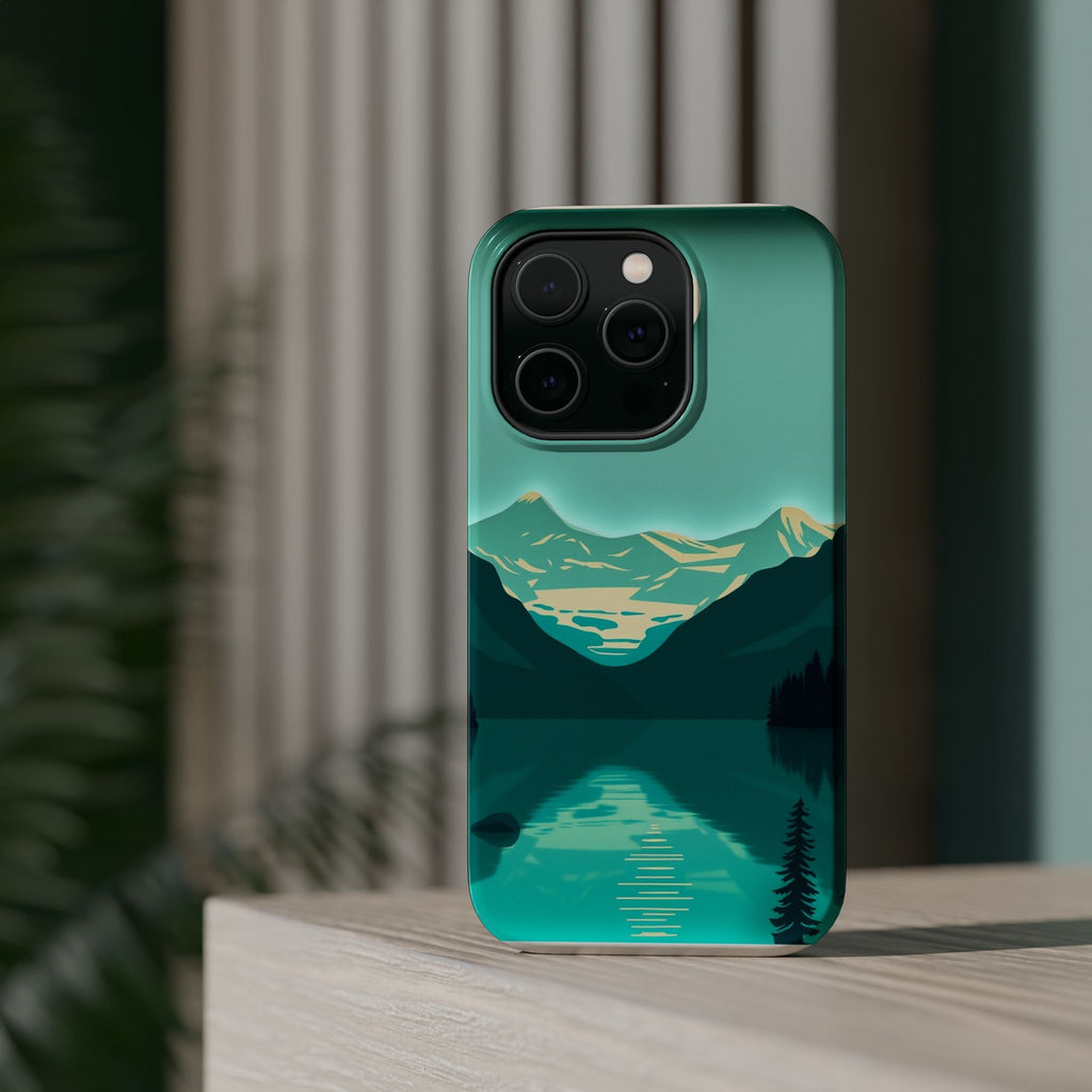 iPhone Glacier Lake Paper Cut Art Bold Modern Everyday Snap Case · iPhone Case