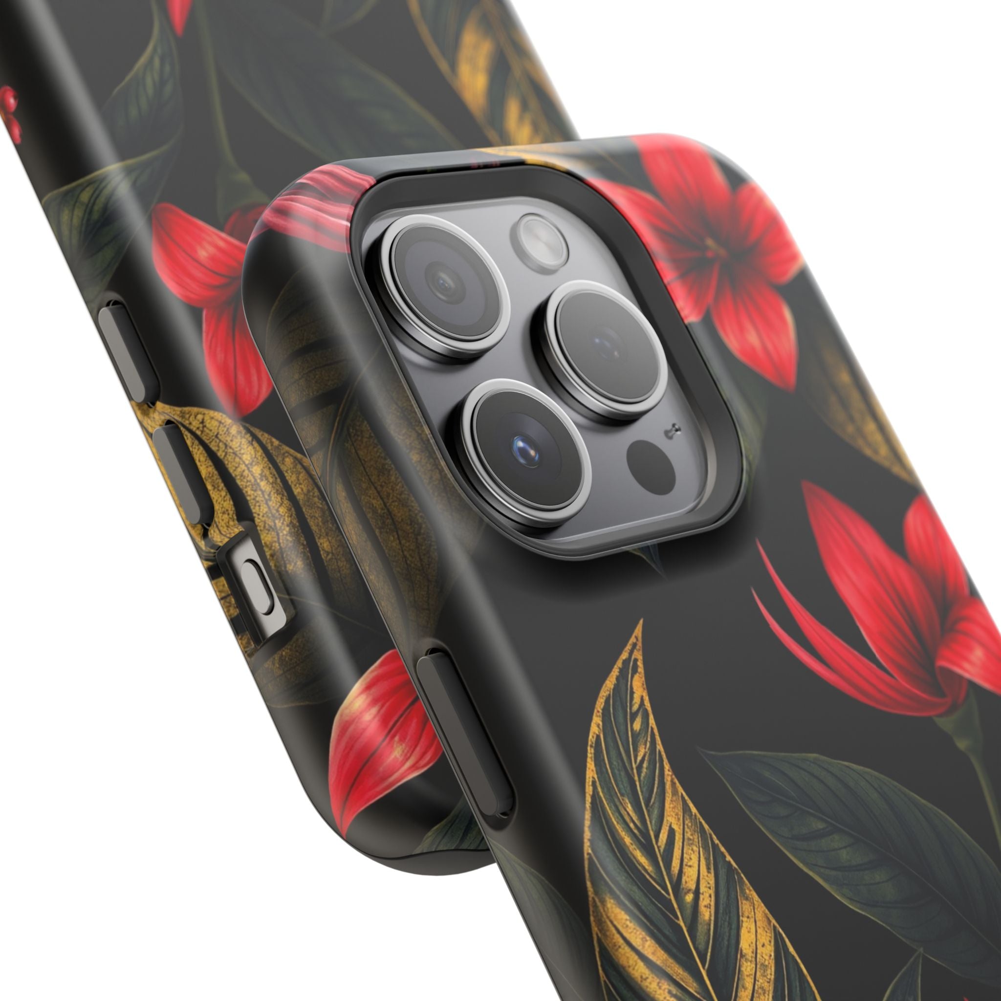 iPhone Black And Crimson Jungle Floral Slim Everyday Designer Case · iPhone Case