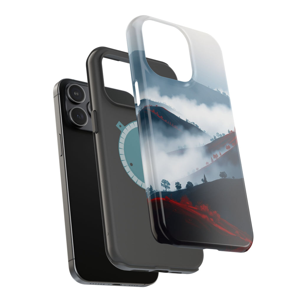 iPhone Black And Crimson Fog Rolling Over Hills Soft iPhone Finish · iPhone Case