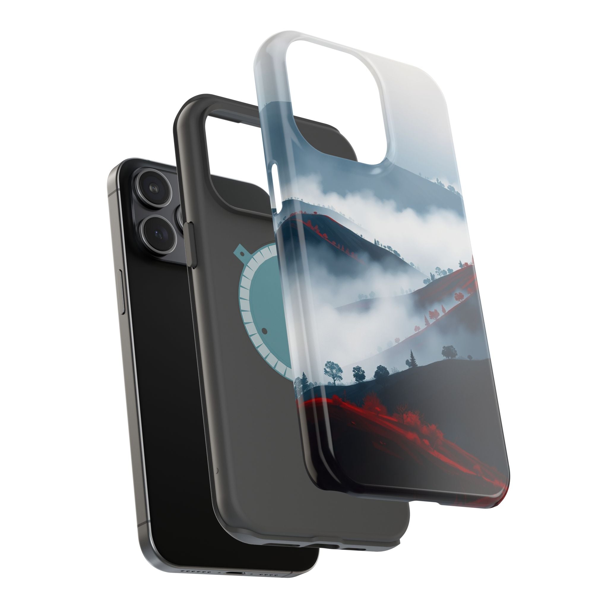 iPhone Black And Crimson Fog Rolling Over Hills Soft iPhone Finish · iPhone Case