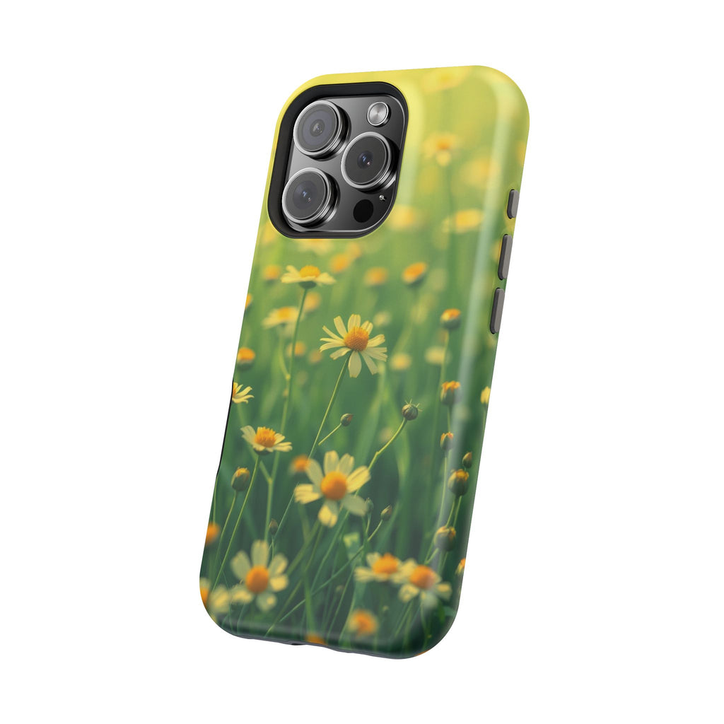 iPhone Emerald Green And Gold Wildflower Field Soft Finish Everyday · iPhone Cas
