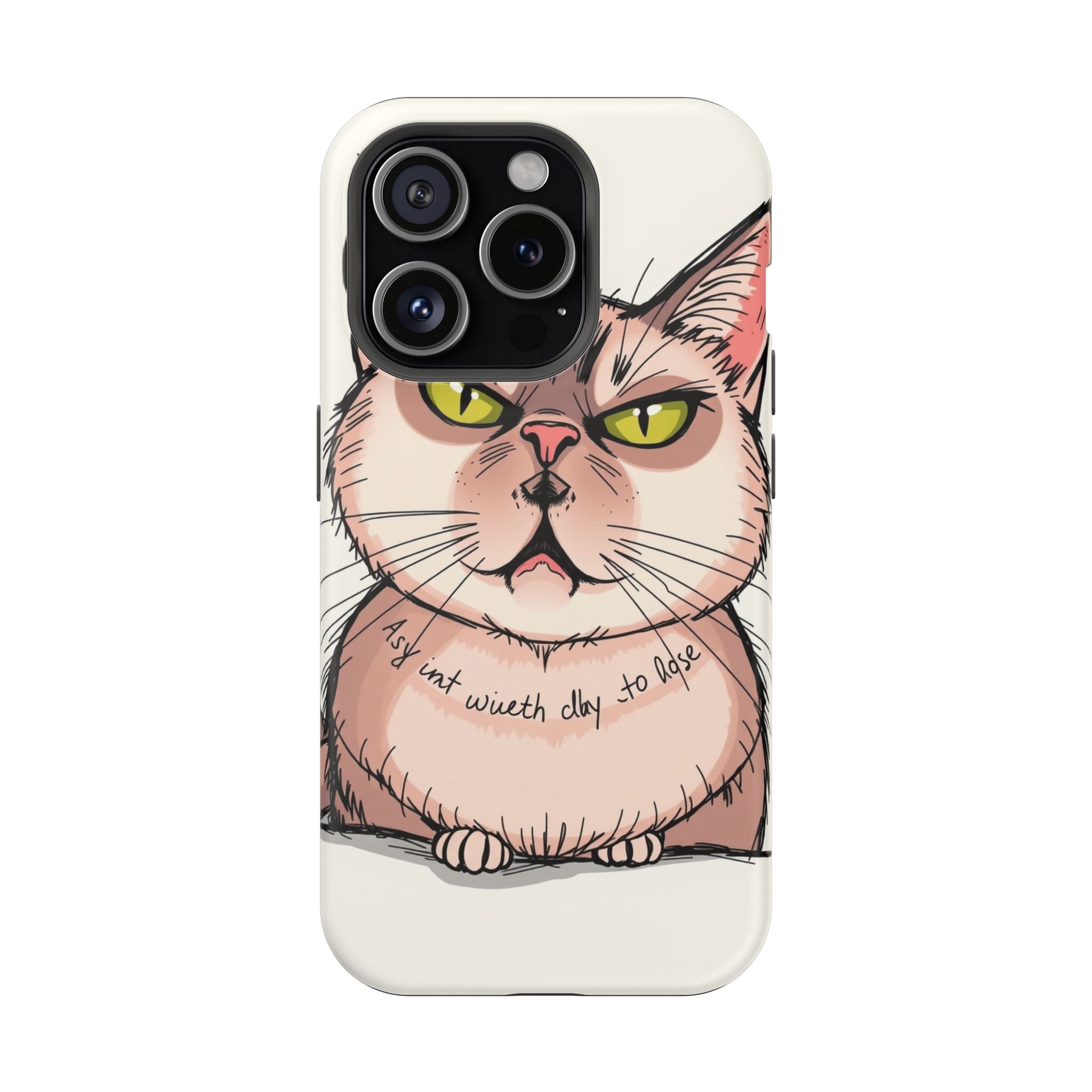 iPhone Sarcastic Cat Verdict Hand-Drawn Sketch Soft Finish Everyday Case · iPhon