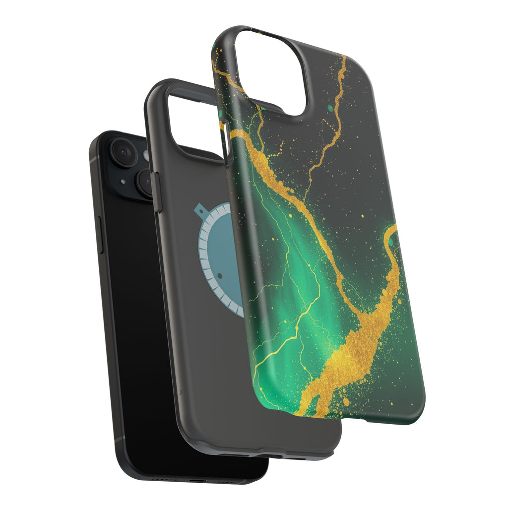 iPhone Emerald Green And Gold Petal Storm Slim iPhone Everyday Designer · iPhone