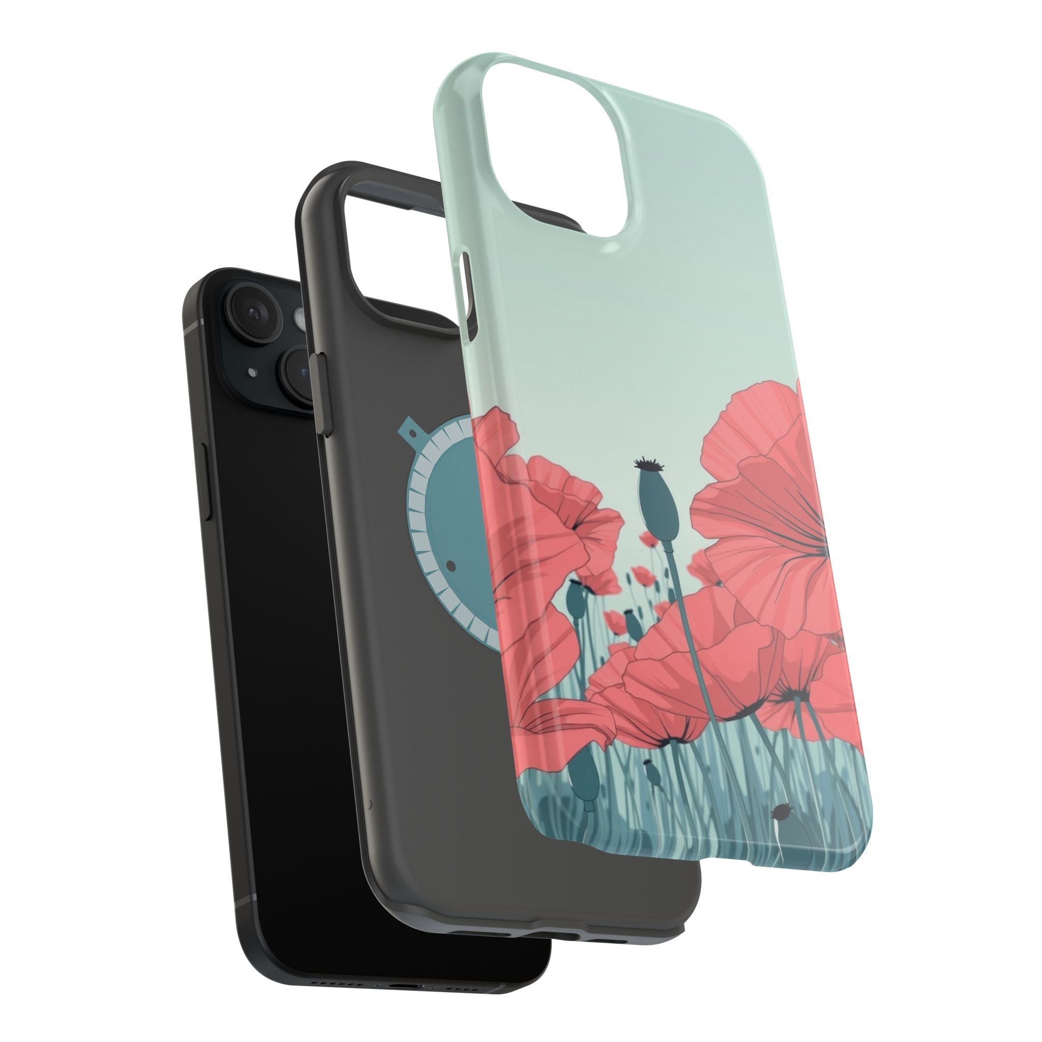 iPhone Mint And Blush Poppy Field Bold Modern Everyday Snap Case · iPhone Case