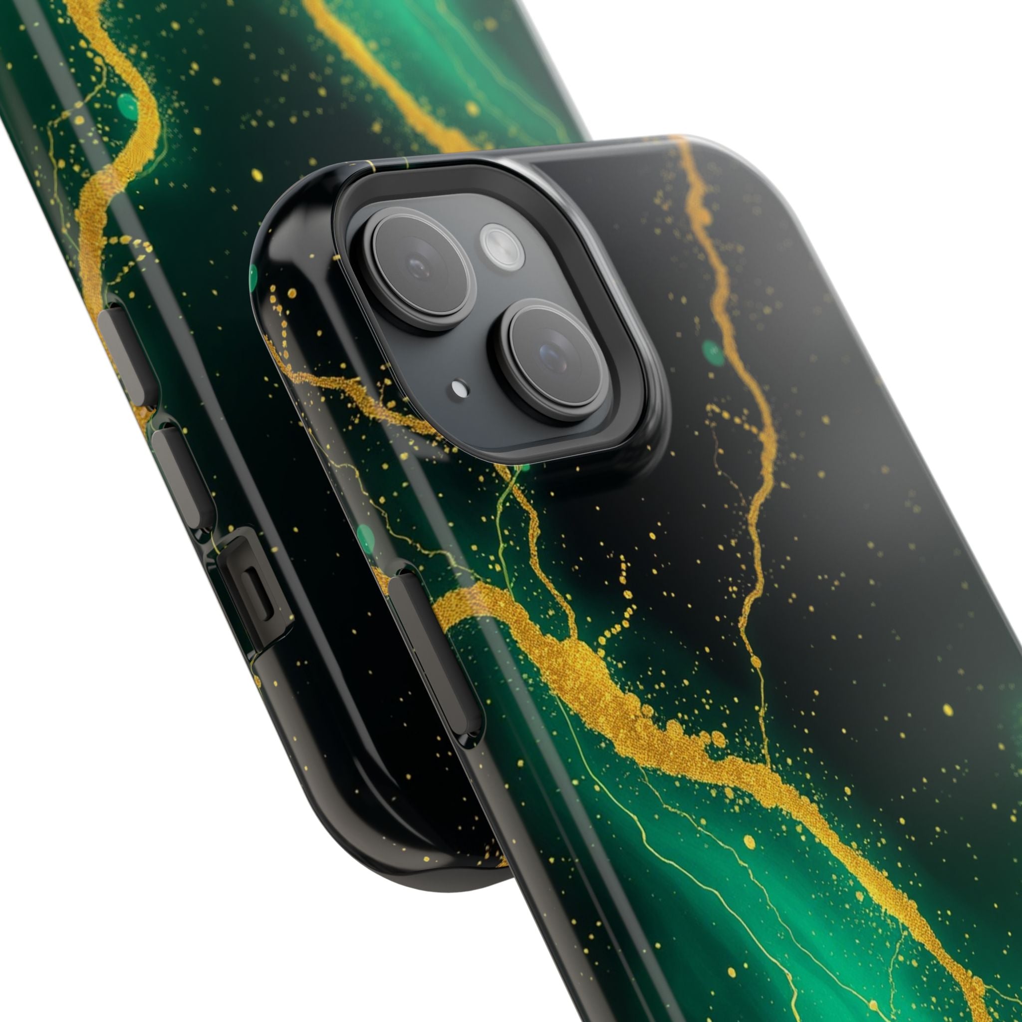 iPhone Emerald Green And Gold Petal Storm Slim iPhone Everyday Designer · iPhone