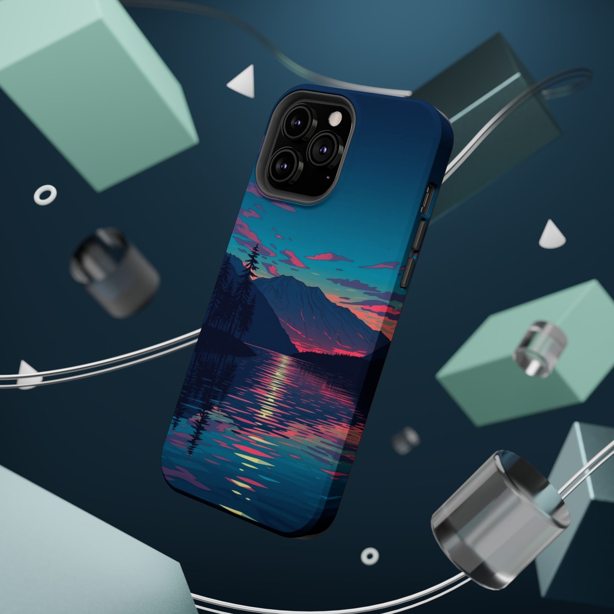 iPhone Vibrant Lake at Twilight Design Slim Everyday Designer Case · iPhone Case