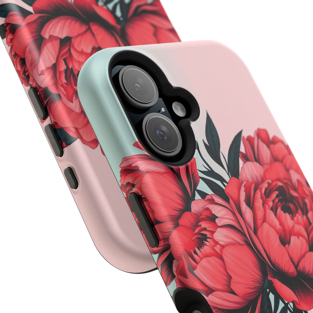 iPhone Teal And Coral Peony Bouquet Artistic Everyday Cas Slim Snap Case · iPhon
