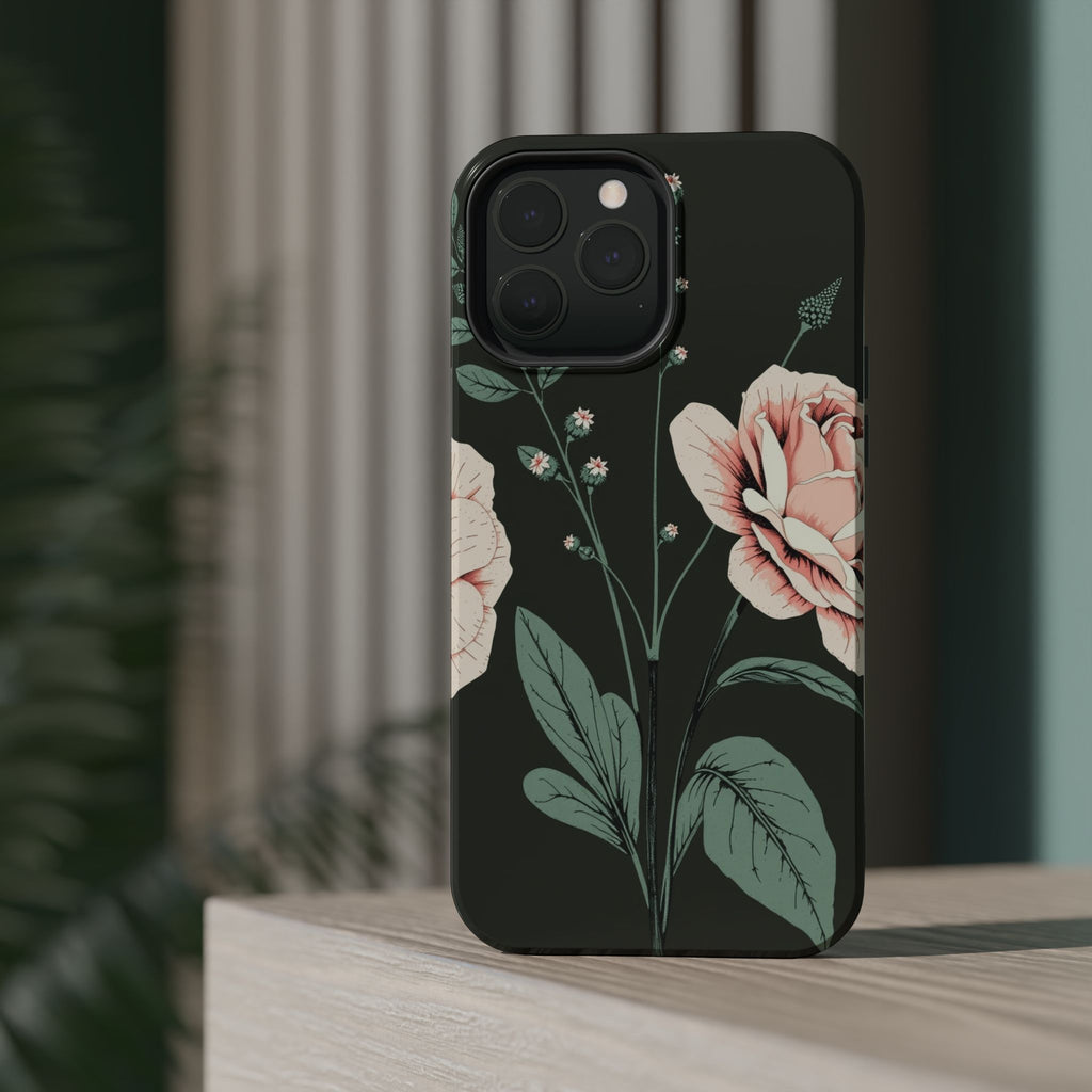 iPhone Mint And Blush Vintage Botanical Print Slim Everyday Designer Case · iPho