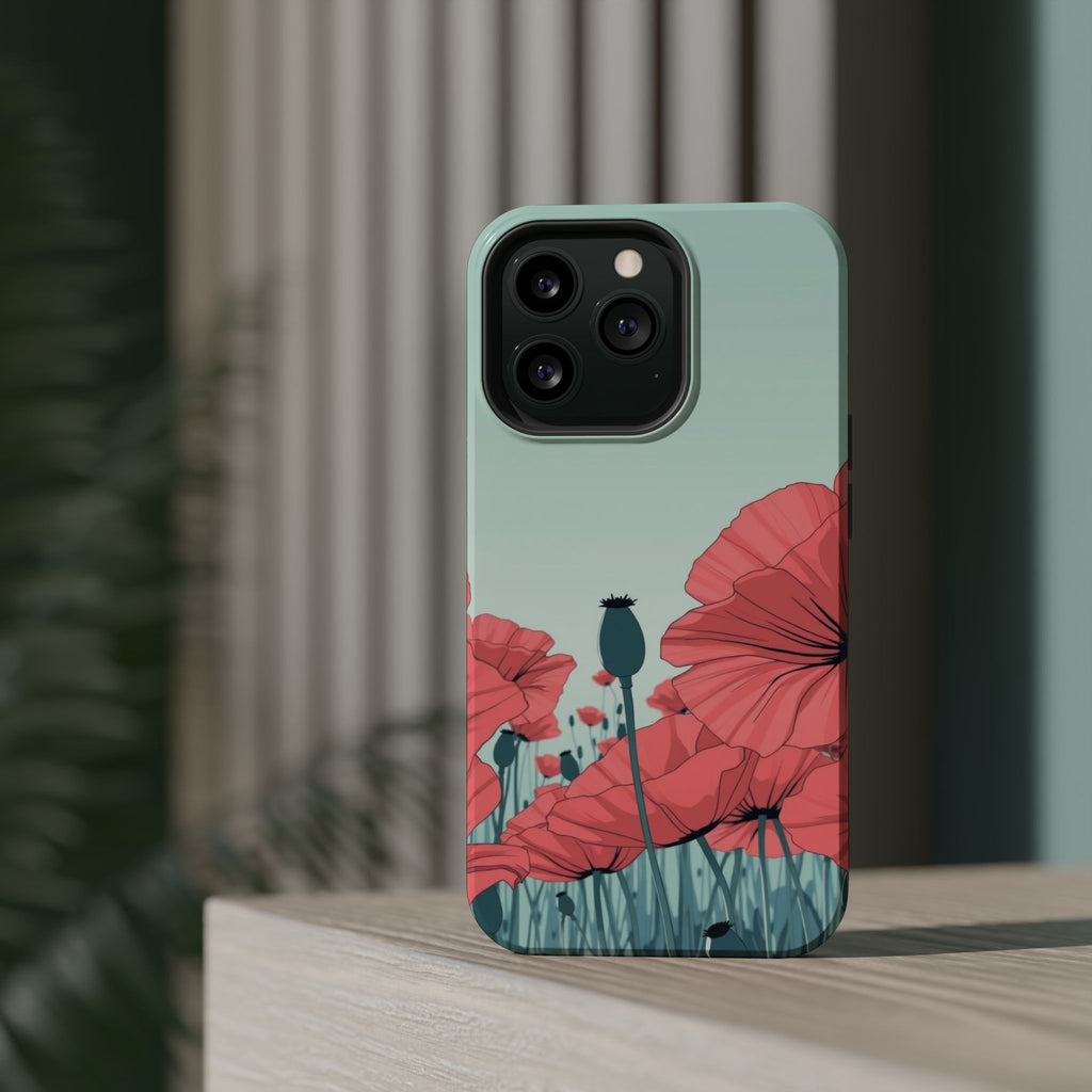 iPhone Mint And Blush Poppy Field Bold Modern Everyday Snap Case · iPhone Case