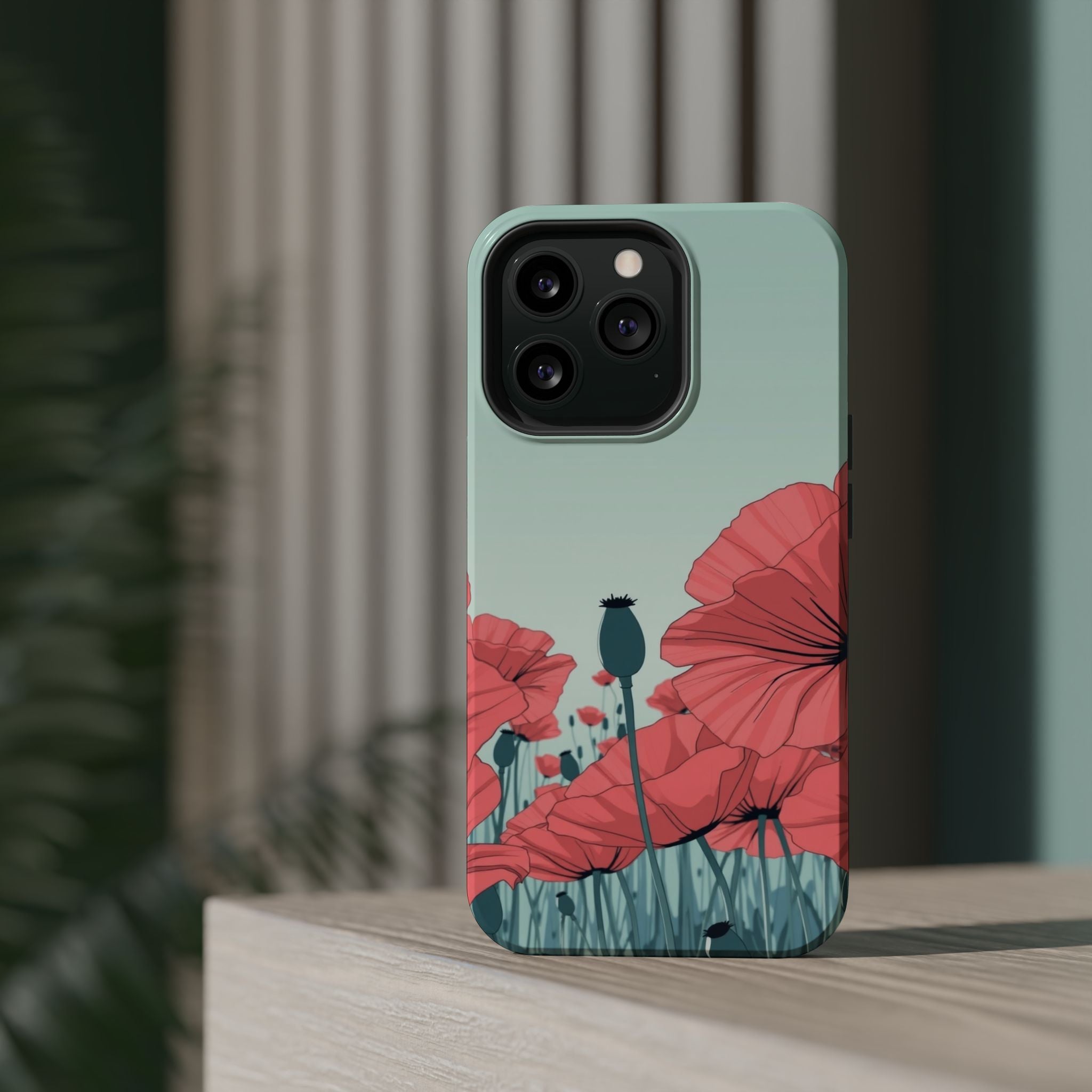 iPhone Mint And Blush Poppy Field Bold Modern Everyday Snap Case · iPhone Case