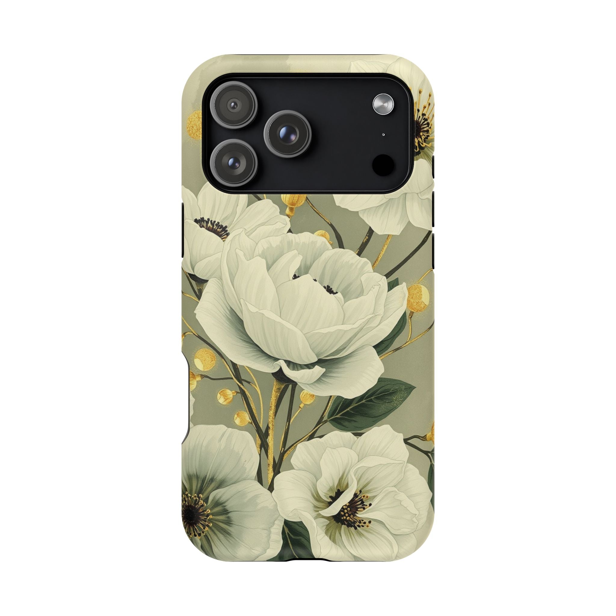 iPhone Sage And Ivory Floral Ink Wash Slim Everyday iPhone 14 Designer · iPhone