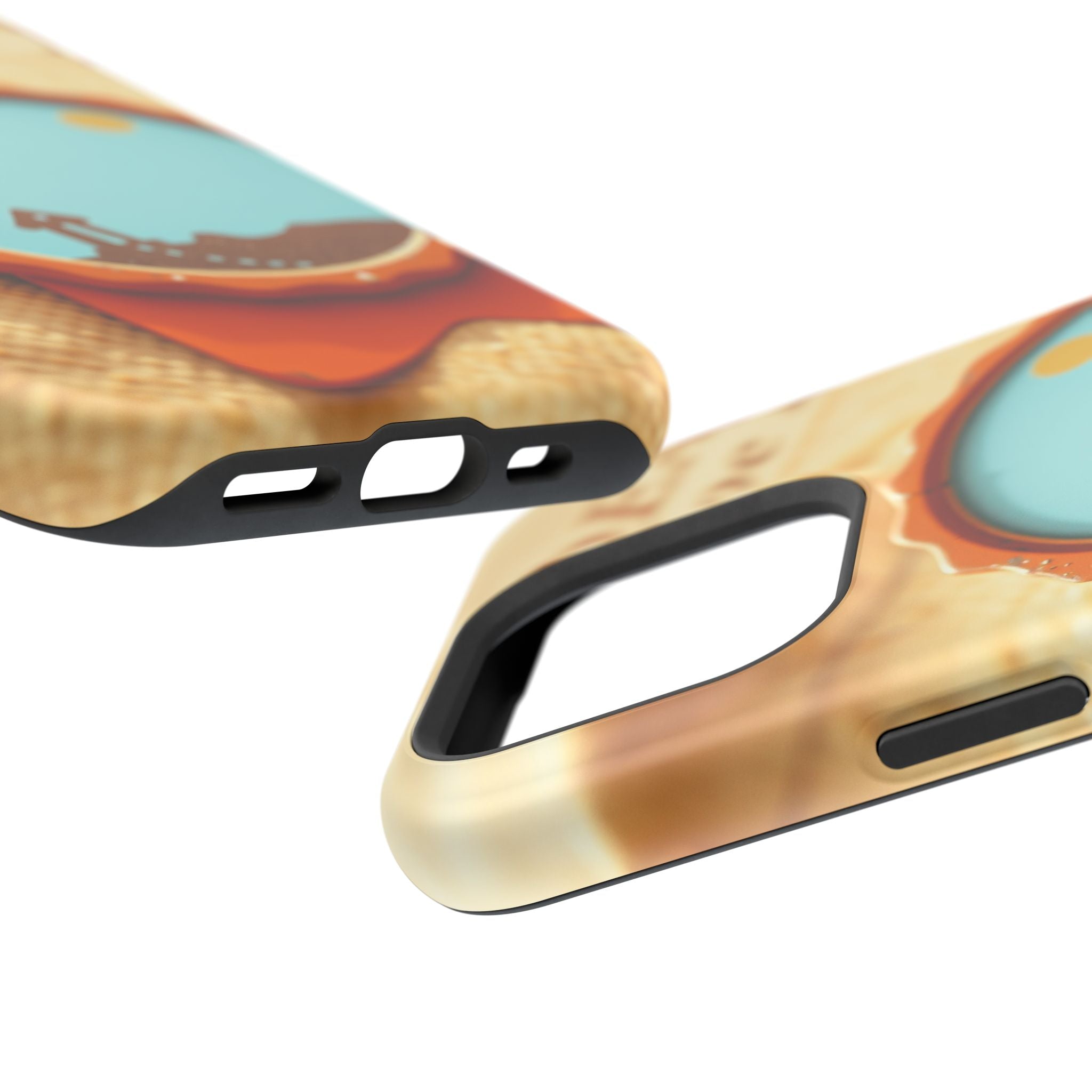 iPhone Burnt Orange And Sand Retro Travel Badge Soft Finish Everyday Case · iPho
