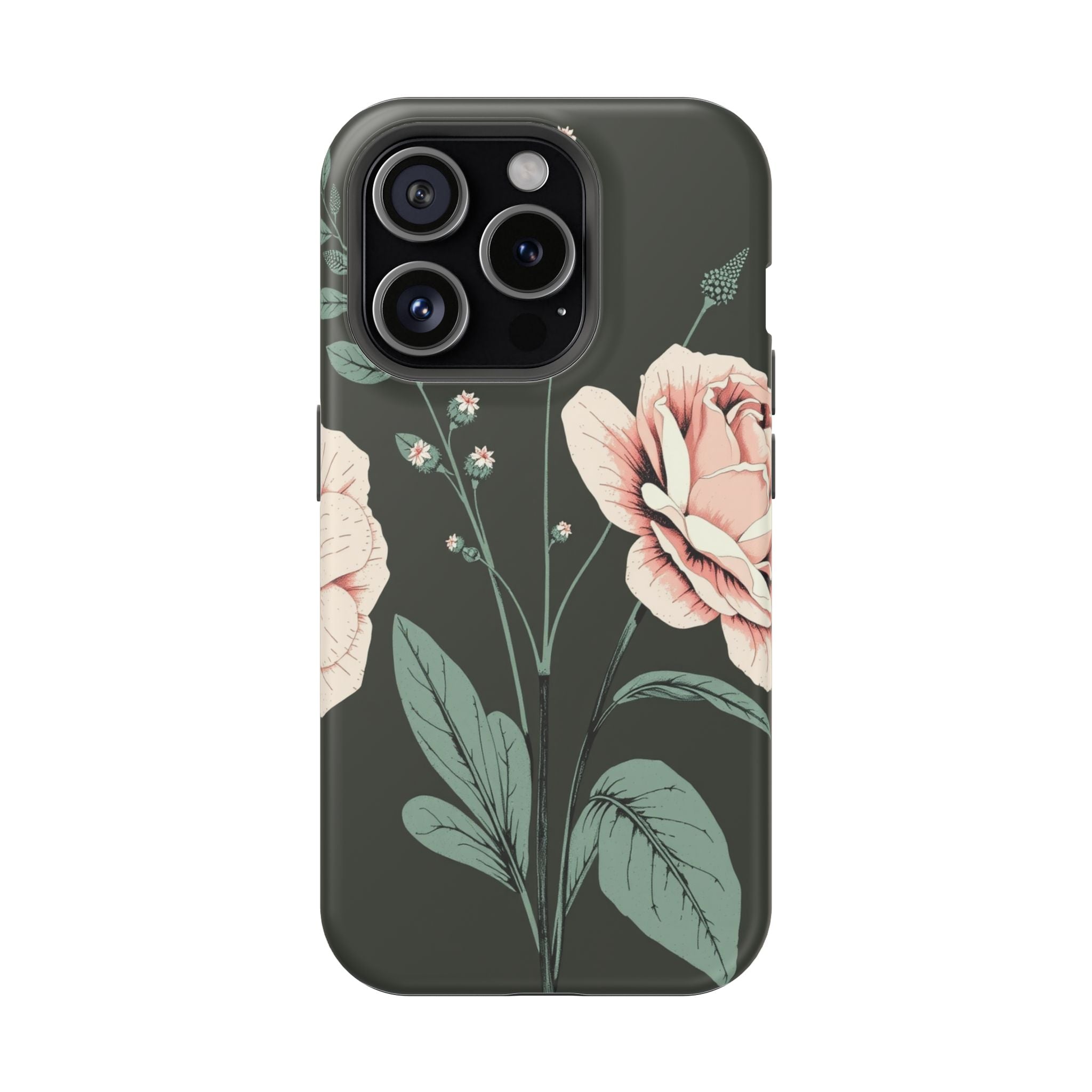 iPhone Mint And Blush Vintage Botanical Print Slim Everyday Designer Case · iPho