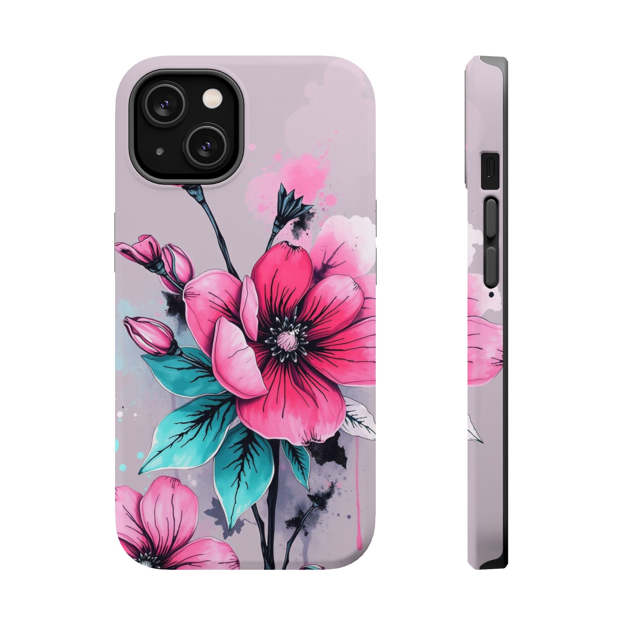 iPhone Mint And Blush Floral Ink Wash Slim Everyday Designer Case · iPhone Case