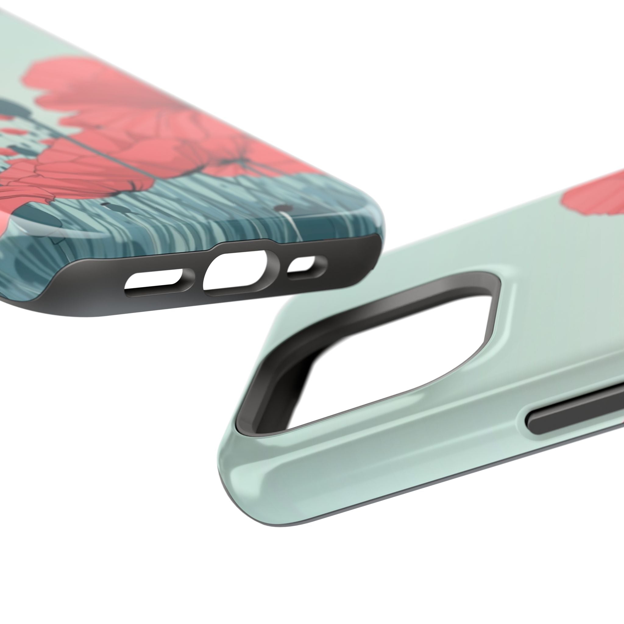 iPhone Mint And Blush Poppy Field Bold Modern Everyday Snap Case · iPhone Case