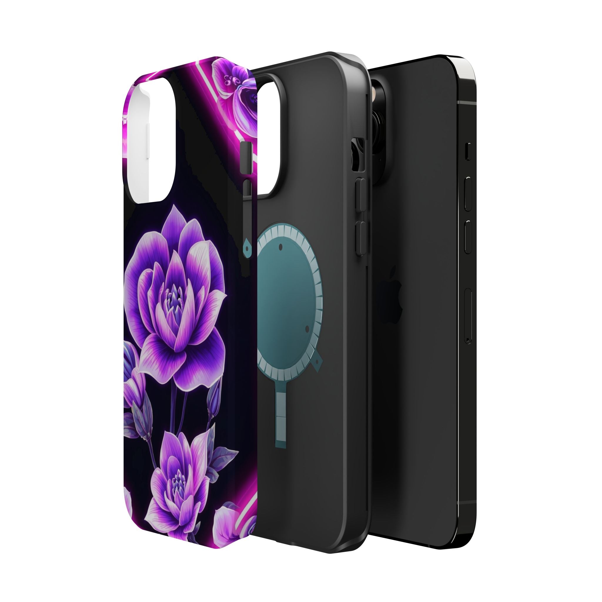 iPhone Floral Ombre Neon Cyberpunk Bold Modern Everyday Snap Case · iPhone Case