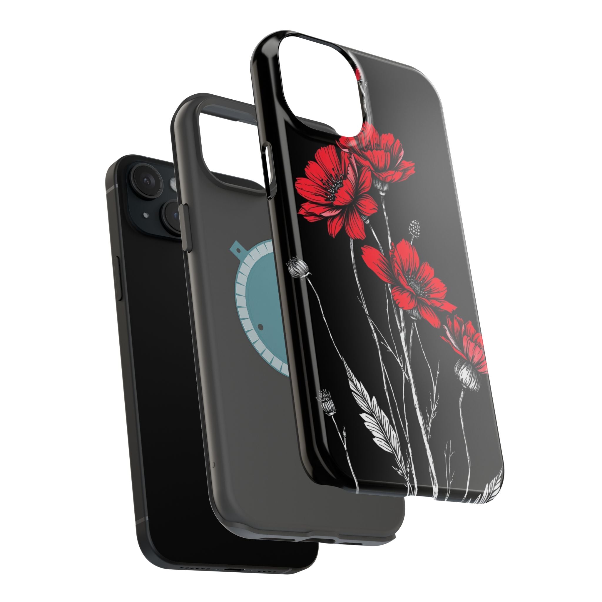 iPhone Black And Crimson Wildflower Bunch Slim Everyday Designer Case · iPhone C