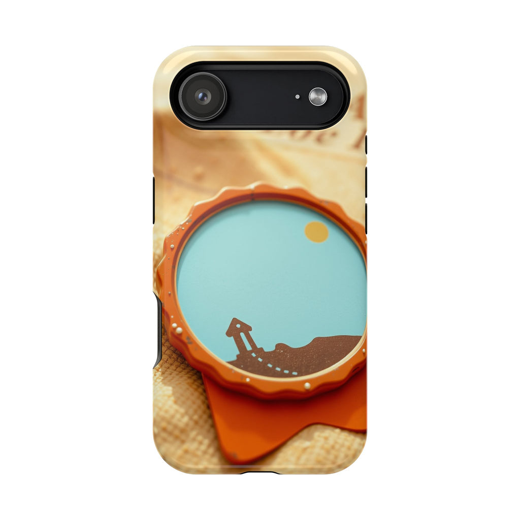 iPhone Burnt Orange And Sand Retro Travel Badge Soft Finish Everyday Case · iPho